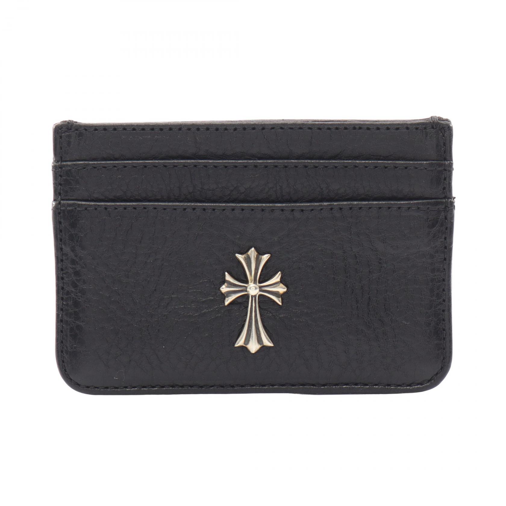 ≪5%OFFクーポン&まとめ買い10% 7/19 20時~≫クロムハーツ CHROME HEARTS CHクロス カードケース アクセサリー レザー メンズ ブラック系 【中古】|BRANDOFF TOKYO