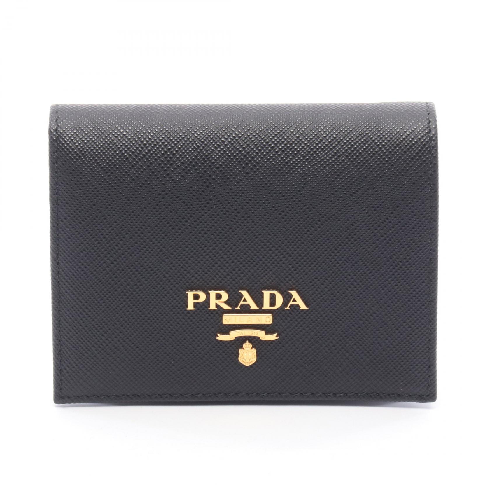 ≪5%OFFクーポン＆まとめ買い10% ～7/26 9:59〆≫プラダ PRADA SAFFIANO METAL 二つ折り財布 財布 レザー レディース ブラック系 1MV204QWAF0002 【新品】｜BRANDOFF TOKYO