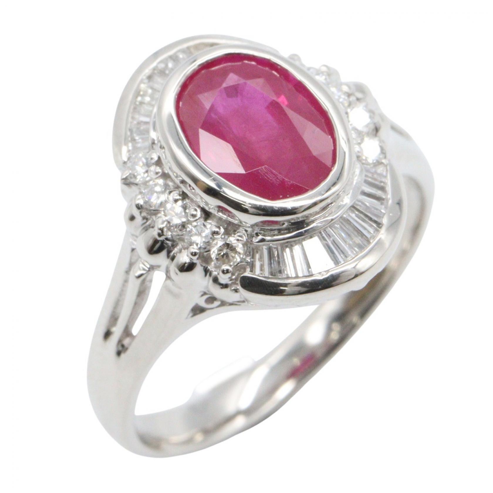 ≪5%OFFクーポン＆まとめ買い10% ～7/26 9:59〆≫ジュエリー JEWELRY ルビー ダイヤモンド リング リング・指輪 ジュエリー Pt900プラチナ ダイヤモンド ルビー レディース シルバー系 / レッド系 / クリア系 ﾙﾋﾞｰ 5.8g 【中古】｜BRANDOFF TOKYO 98,450円