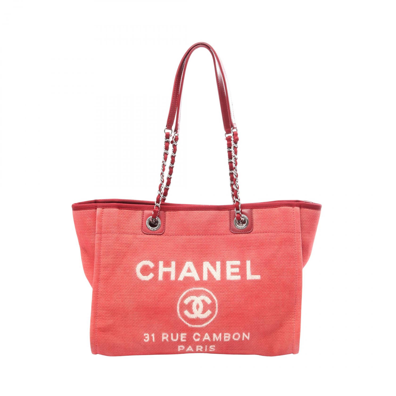 ≪5%OFFクーポン&まとめ買い10% ~7/26 9:59〆≫シャネル CHANEL ドーヴィル トートバッグ バッグ キャンバス レザー レディース レッド系 / ボルドー系 A67001 【中古】|BRANDOFF TOKYO