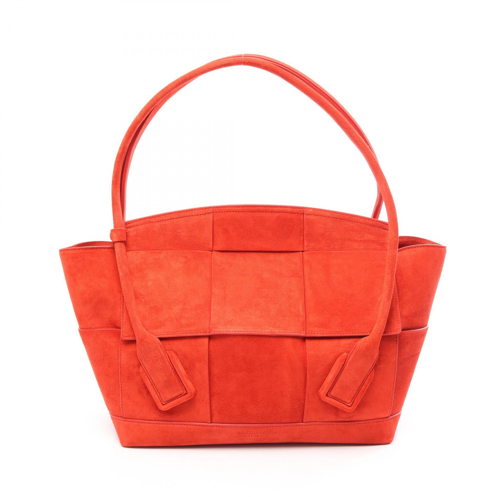 ≪5%OFFクーポン&まとめ買い10% ~7/26 9:59〆≫ボッテガヴェネタ BOTTEGA VENETA アルコ マキシイントレチャート トートバッグ バッグ スウェード レディース レッド系 598244 【中古】|BRANDOFF TOKYO