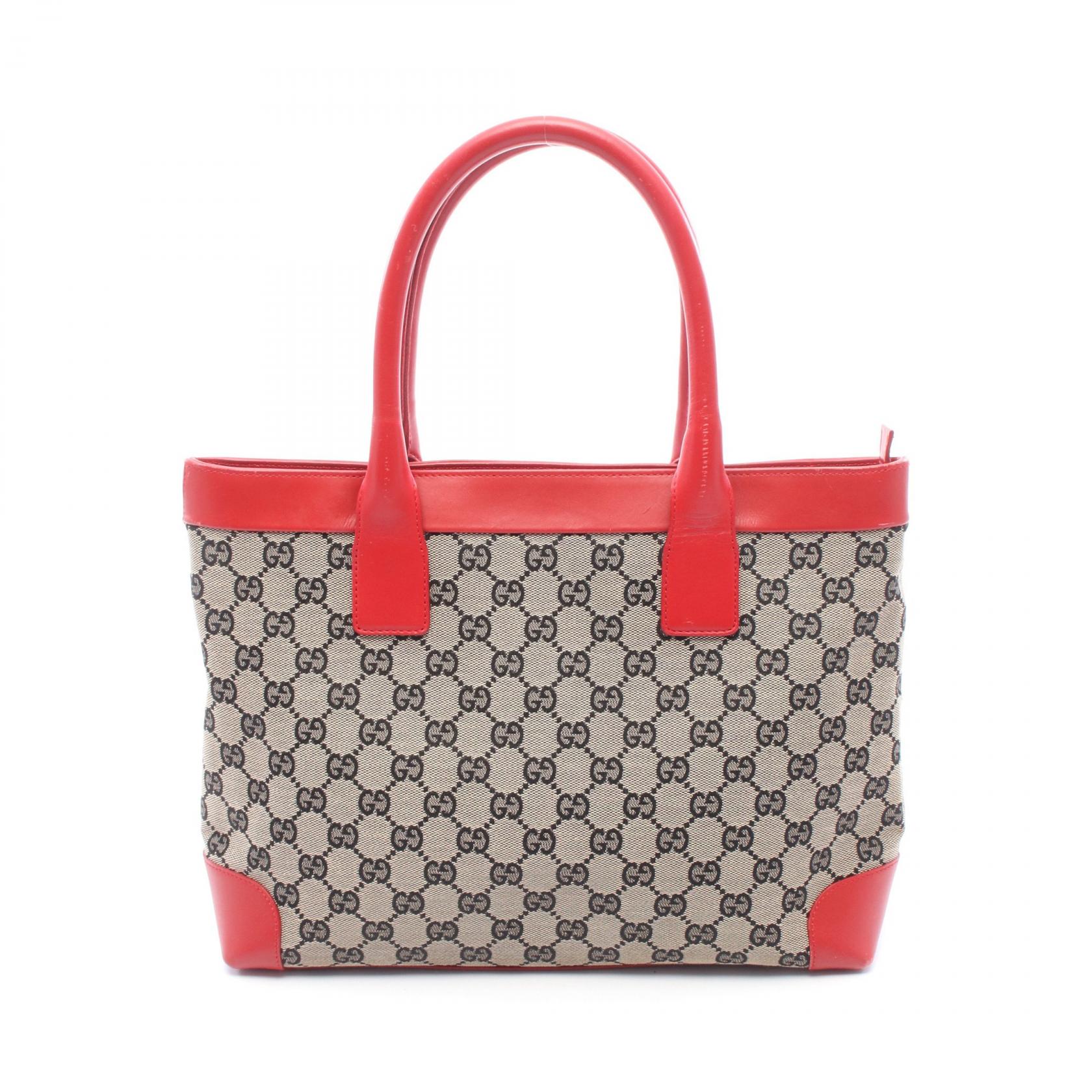 グッチ GUCCI GGキャンバス トートバッグ バッグ キャンバス レザー レディース ベージュ系 / ブラック系 / レッド系 002 1119 【中古】｜BRANDOFF TOKYO
