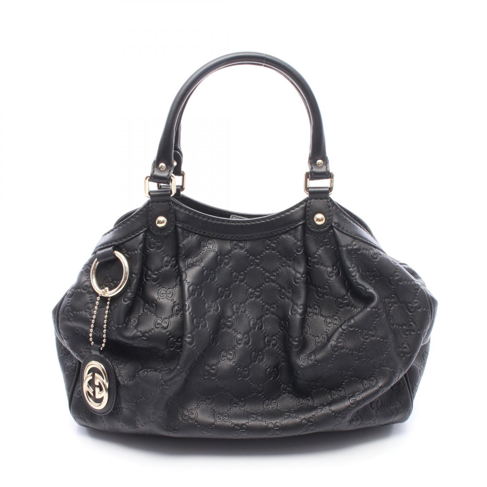 ≪5%OFFクーポン&まとめ買い10% ~7/26 9:59〆≫グッチ GUCCI スーキー グッチシマ ハンドバッグ バッグ レザー レディース ブラック系 211944 【中古】|BRANDOFF TOKYO