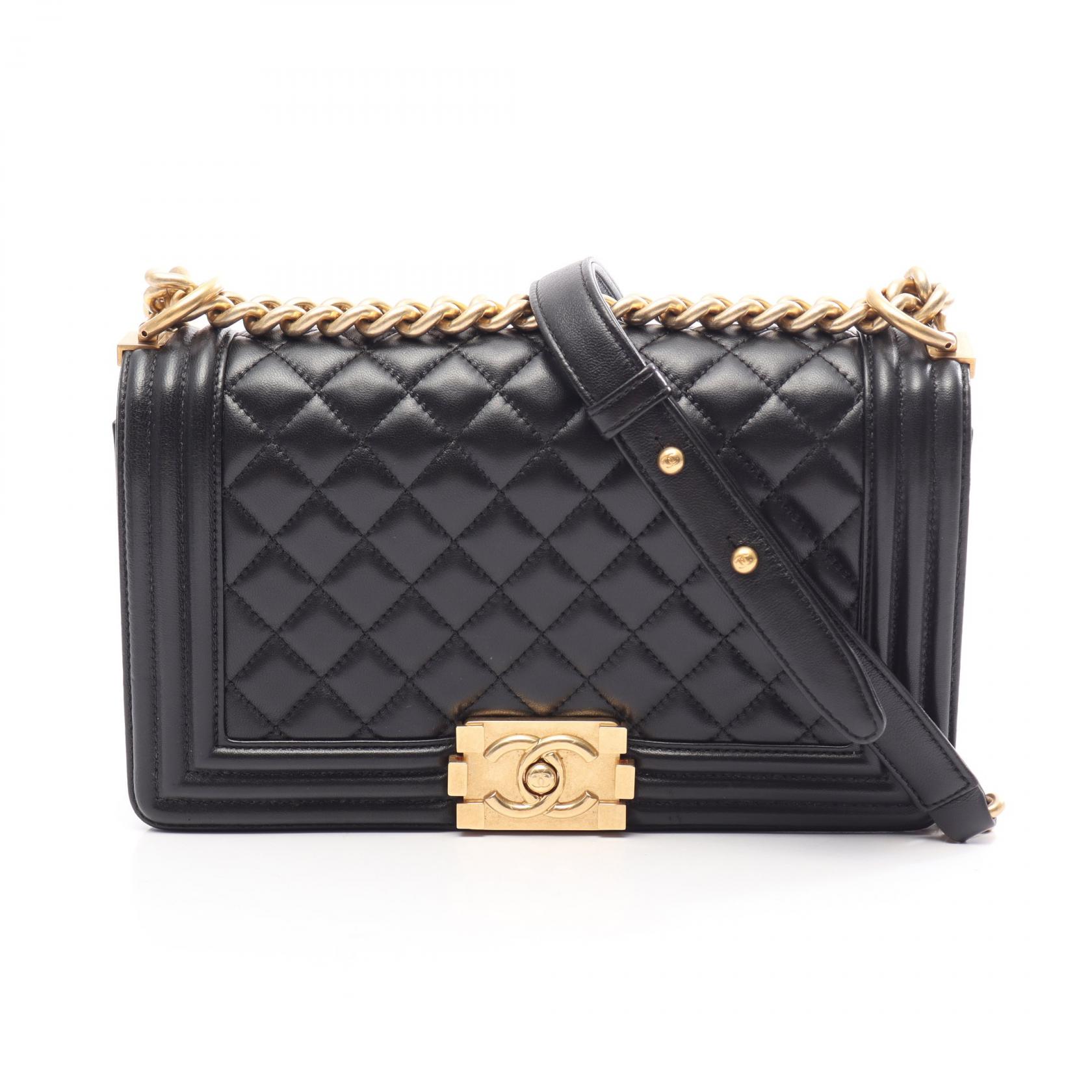 ≪5%OFFクーポン＆まとめ買い10% ～7/26 9:59〆≫シャネル CHANEL ボーイシャネル ショルダーバッグ バッグ ラムスキン（羊革） レディース ブラック系 A67086 【中古】｜BRANDOFF TOKYO