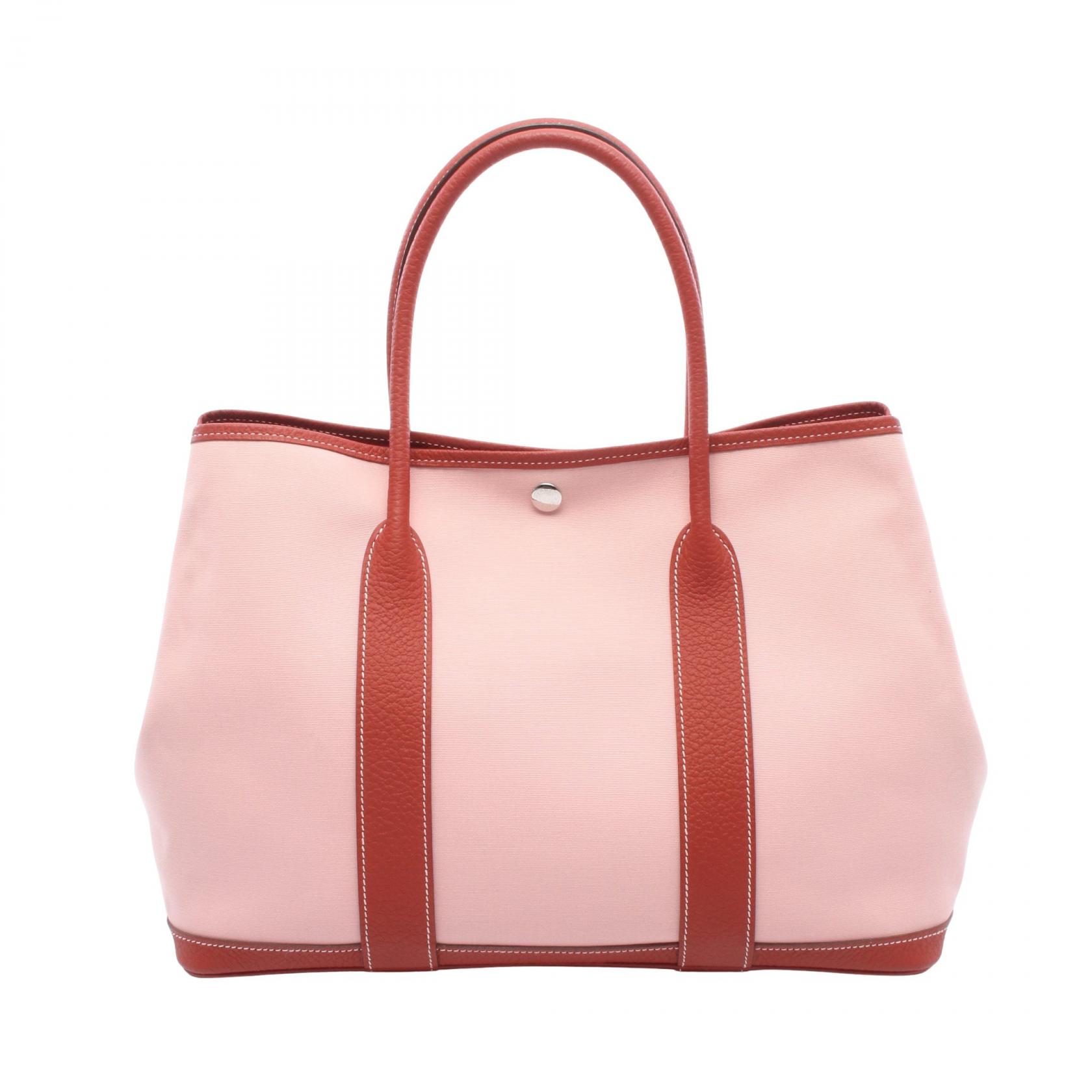 ≪5%OFFクーポン&まとめ買い10% ~7/26 9:59〆≫エルメス HERMES ガーデンパーティPM トートバッグ バッグ キャンバス トワルオフィシエ / ヴァッシュカントリー トワルオフィシエ レディース ピンク系 / レッド系 【中古】|BRANDOFF TOKYO