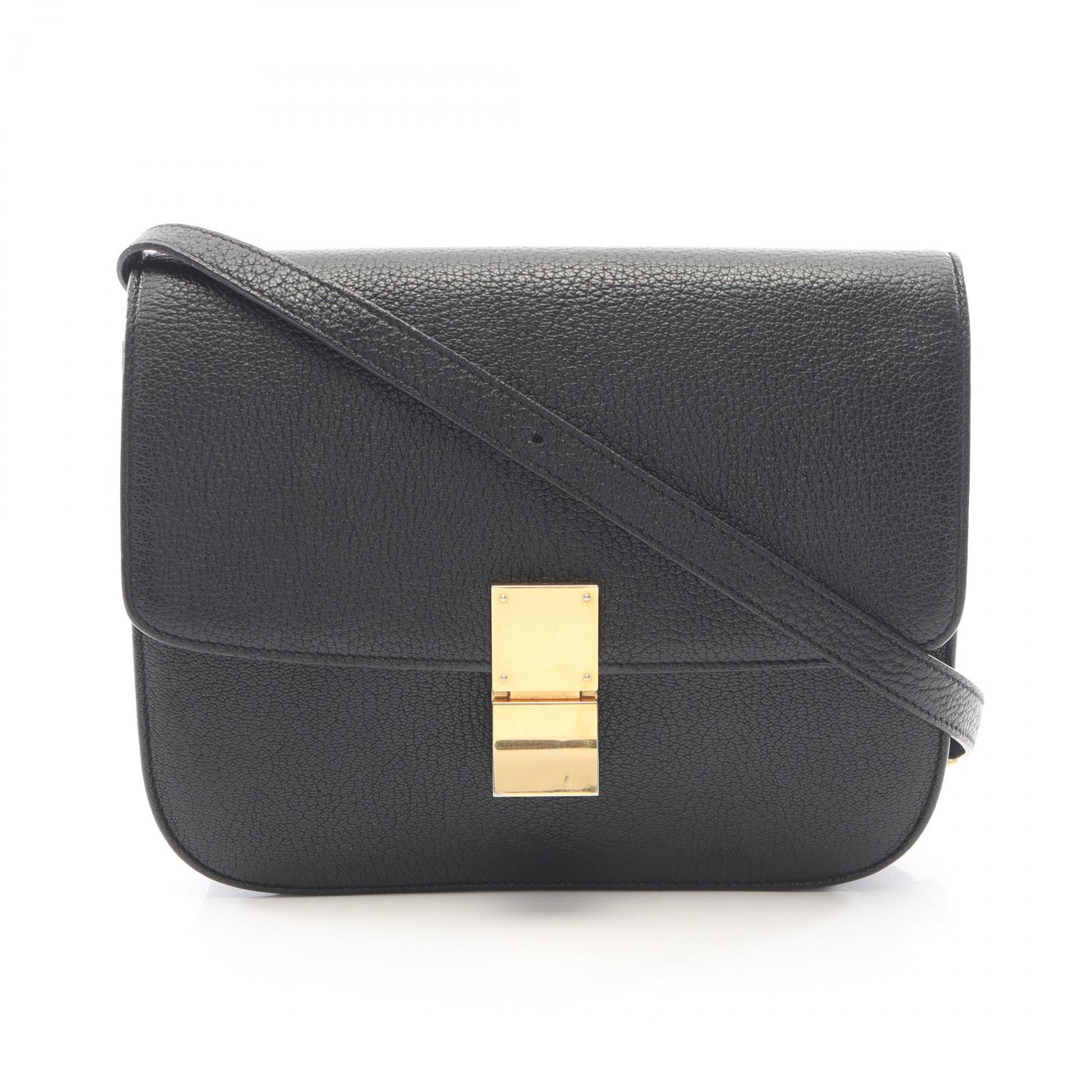 ≪5%OFFクーポン＆まとめ買い10% ～7/26 9:59〆≫セリーヌ CELINE クラシックボックス ミディアム ショルダーバッグ バッグ レザー レディース ブラック系 164173AAE 【中古】｜BRANDOFF TOKYO