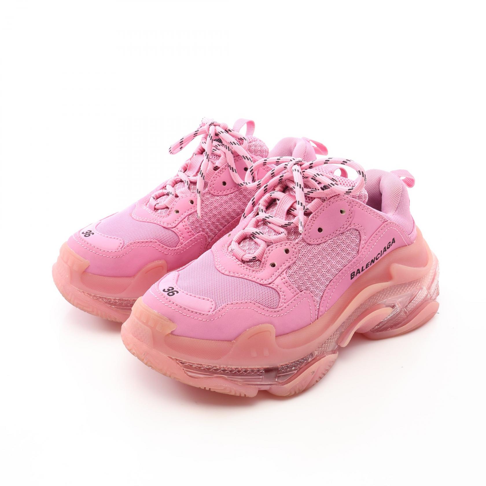 ≪5%OFFクーポン＆まとめ買い10% ～7/26 9:59〆≫バレンシアガ BALENCIAGA Triple S トリプルS メッシュ スニーカー 靴 ファブリック レディース ピンク系 544351 【中古】｜BRANDOFF TOKYO 30,745円