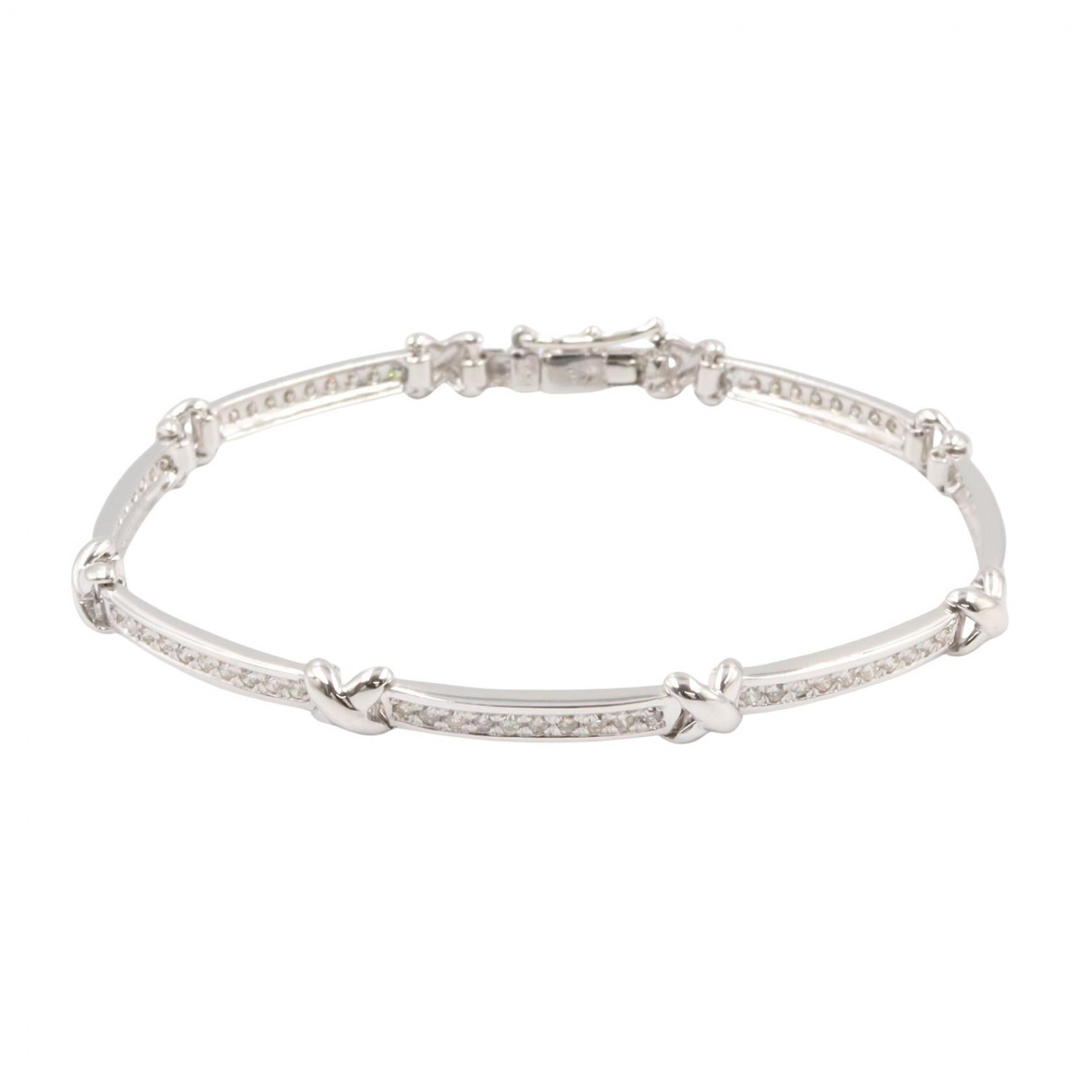 ≪5%OFFクーポン＆まとめ買い10% ～7/26 9:59〆≫ジュエリー JEWELRY ダイヤモンド ブレスレット ブレスレット アクセサリー K18WG（ホワイトゴールド） ダイヤモンド レディース シルバー系 / クリア系 ﾀﾞｲﾔ 9.4g 【中古】｜BRANDOFF TOKYO