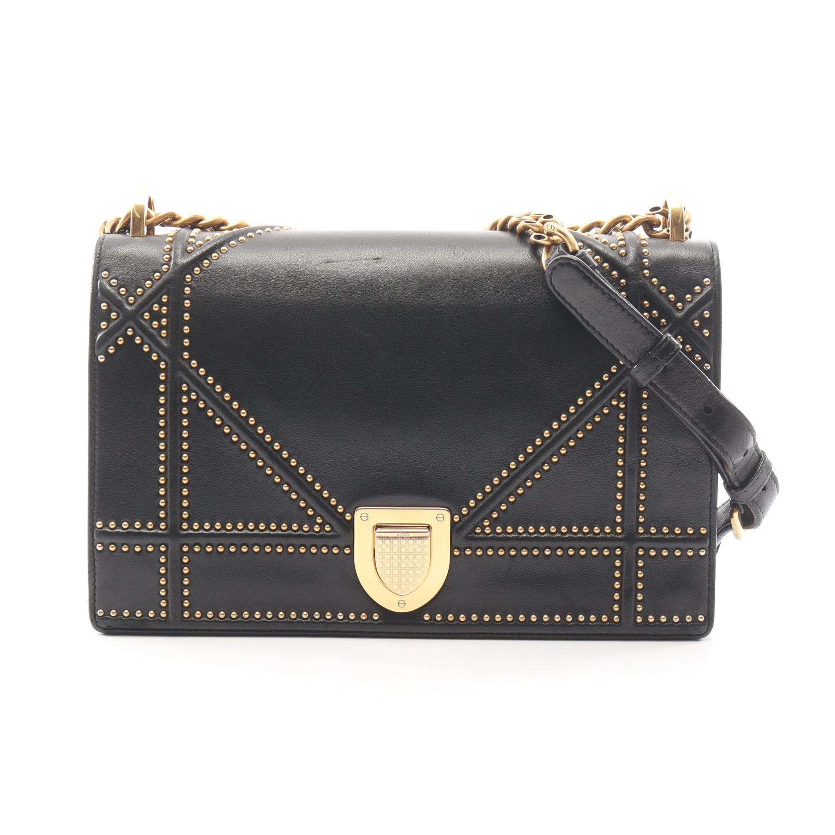 ディオール Dior DIORAMA ディオラマ スタッズ ショルダーバッグ バッグ レザー レディース ブラック系 【中古】｜BRANDOFF TOKYO