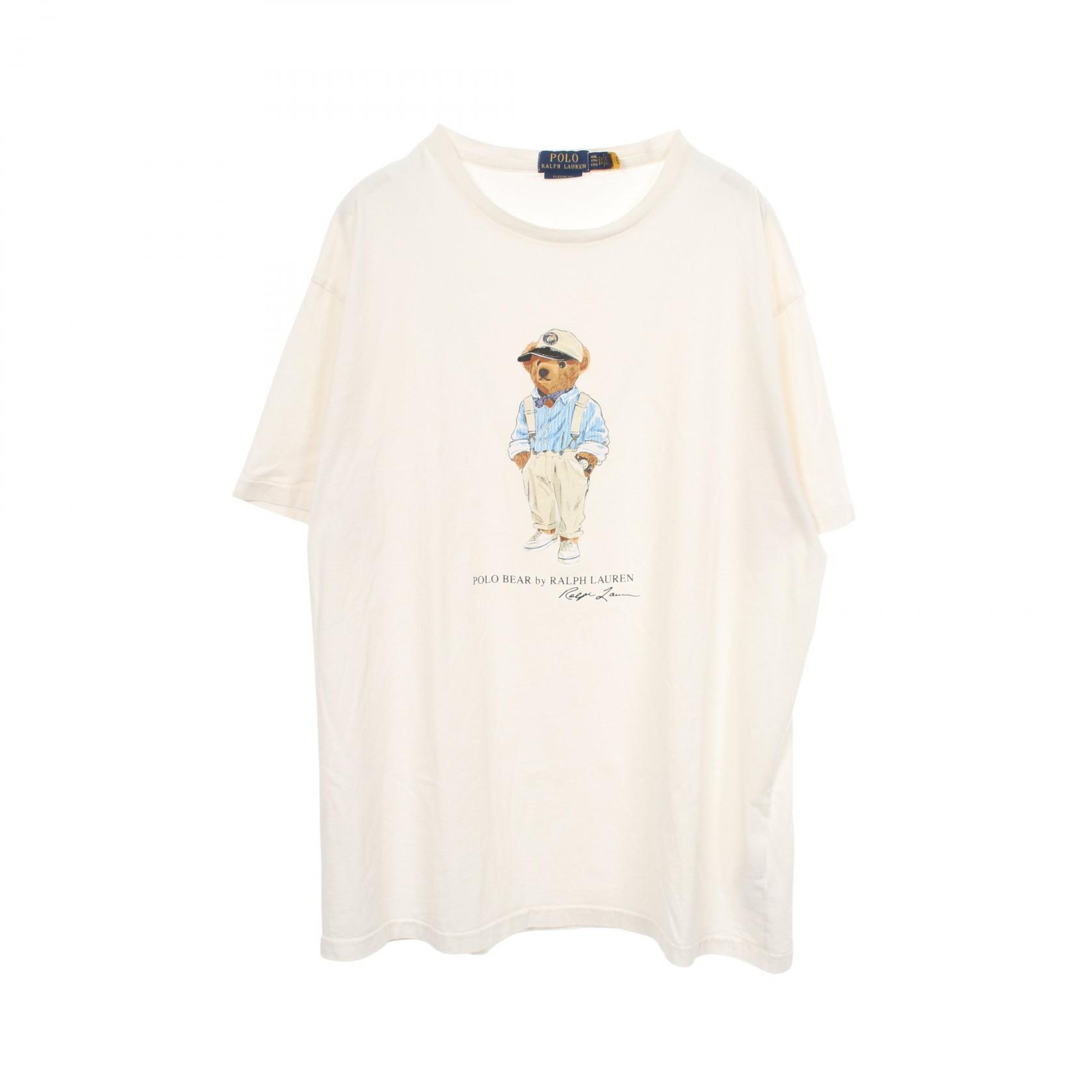 ≪5%OFFクーポン＆まとめ買い10% ～7/26 9:59〆≫ポロ・ラルフローレン POLO RALPH LAUREN ポロベア 半袖Tシャツ 衣料品 トップス コットン メンズ ホワイト系 / マルチカラー 【中古】｜BRANDOFF TOKYO