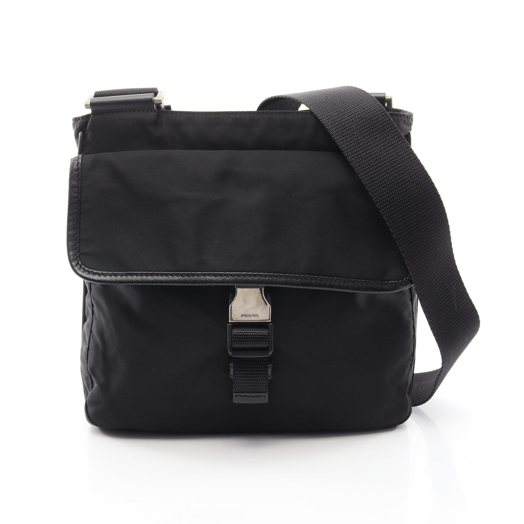 プラダ PRADA トライアングルロゴ ショルダーバッグ バッグ ナイロン サフィアーノレザー レディース ブラック系 【中古】｜BRANDOFF TOKYO