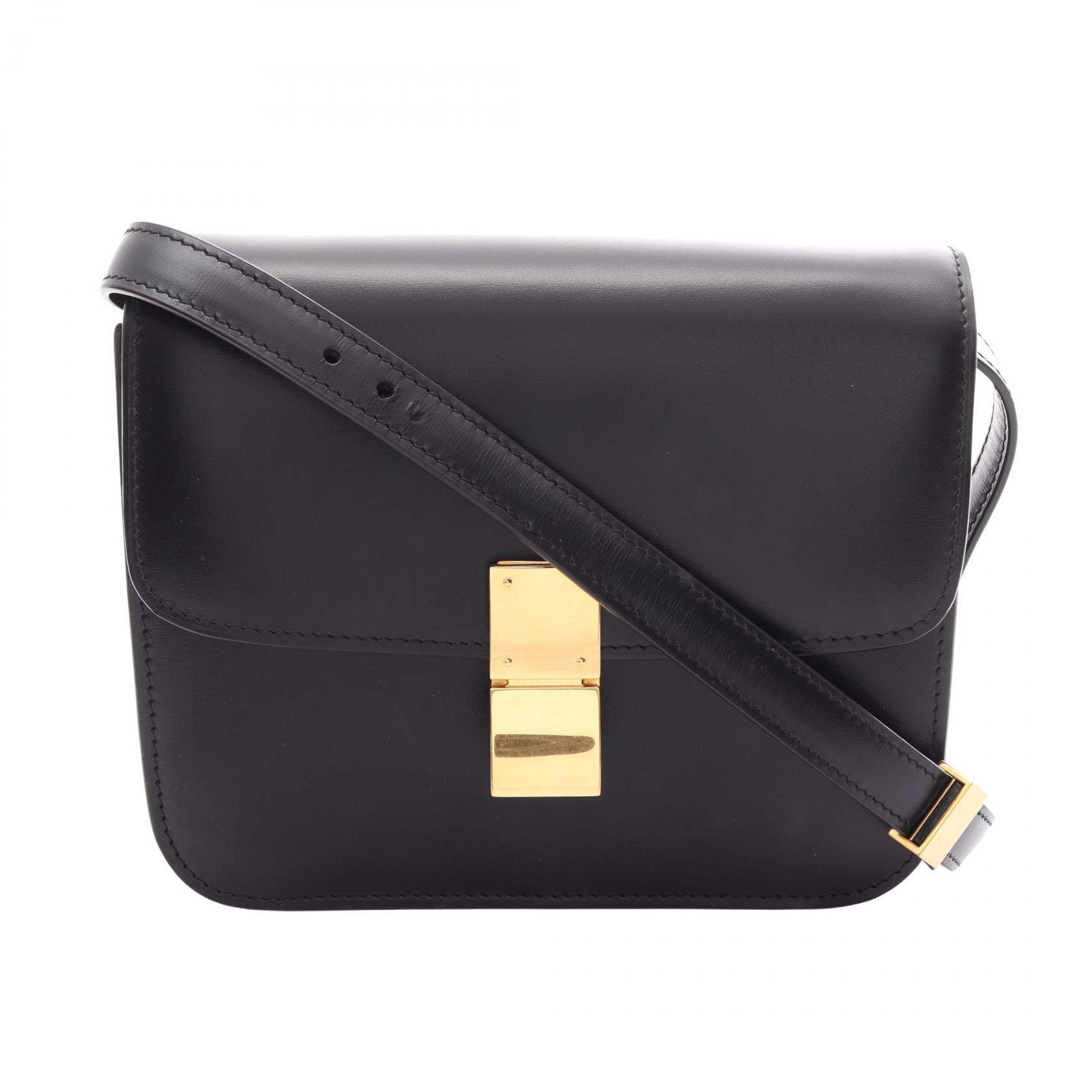 ≪5%OFFクーポン＆まとめ買い10% ～7/26 9:59〆≫セリーヌ CELINE クラシック ティーンボックス ショルダーバッグ バッグ レザー レディース ブラック系 192523 【中古】｜BRANDOFF TOKYO
