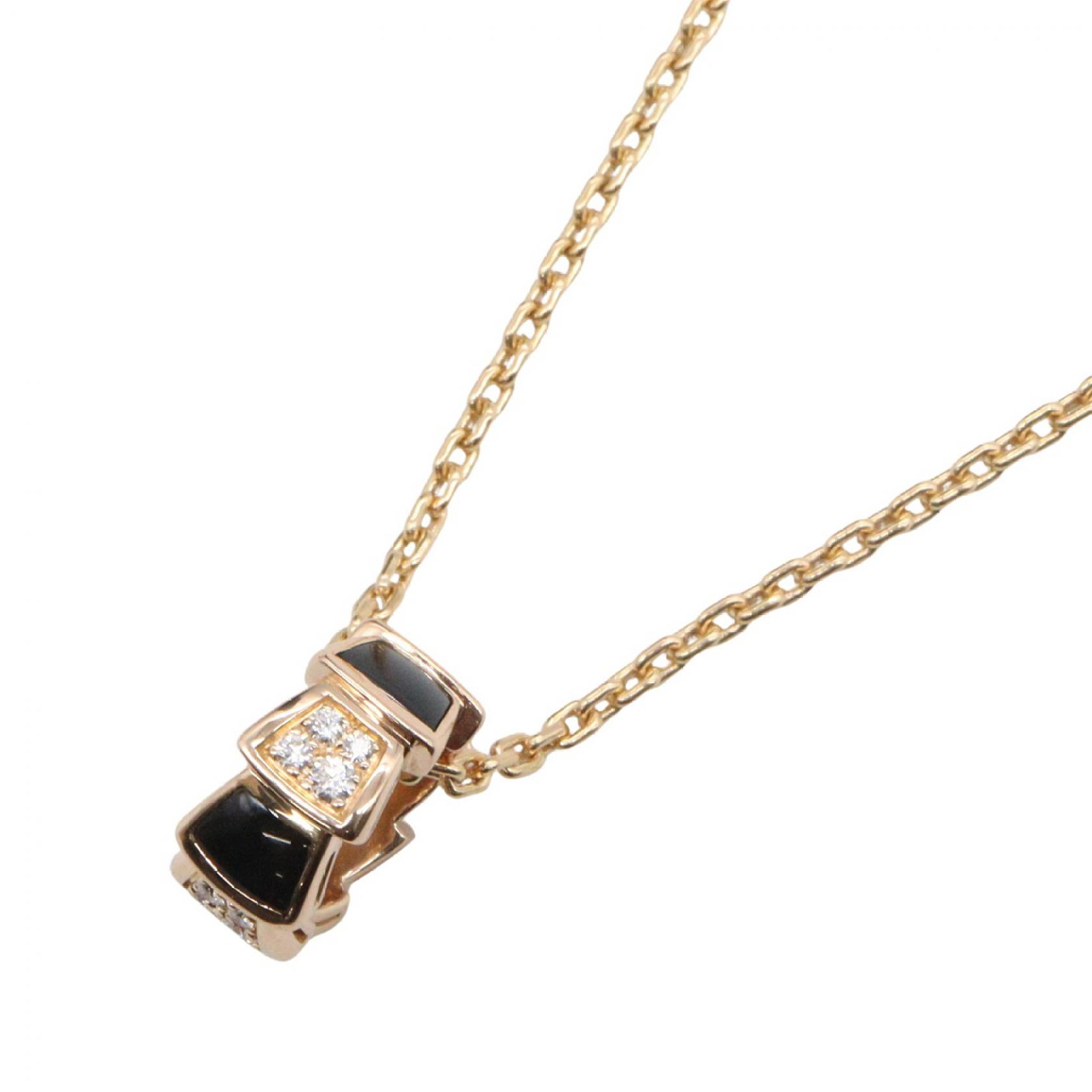 ≪5%OFFクーポン＆まとめ買い10% ～7/26 9:59〆≫ブルガリ BVLGARI セルペンティ オニキス ダイヤ ネックレス ネックレス ジュエリー K18PG（ピンクゴールド） ダイヤモンド オニキス レディース ゴールド系 / クリア系 / ブラック系 【中古】｜BRANDOFF TOKYO