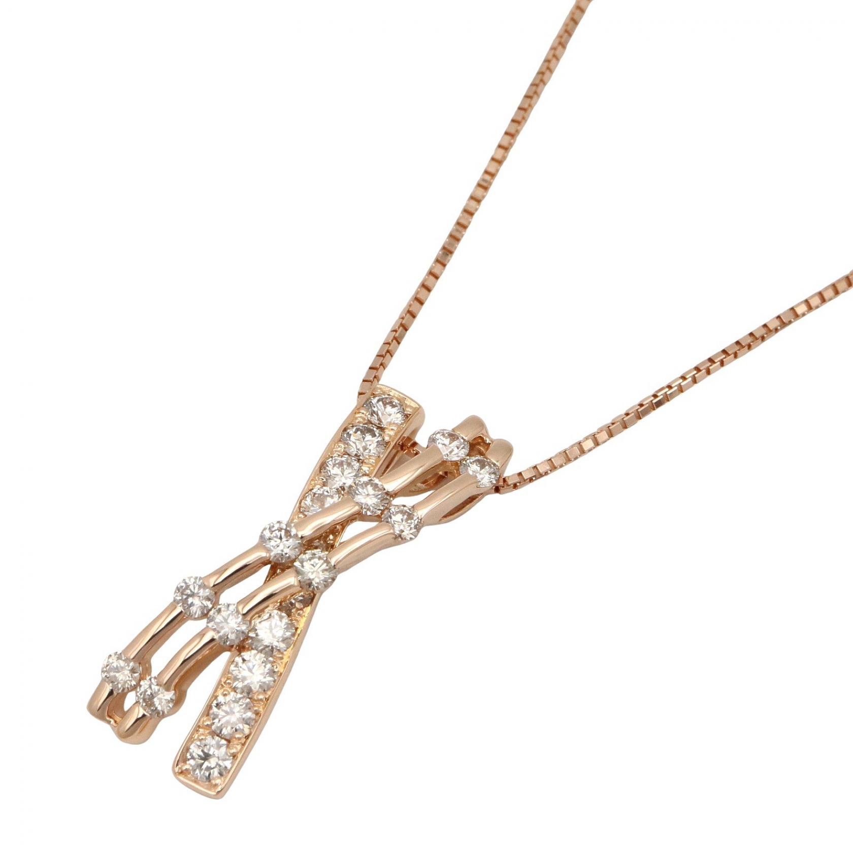 ≪5%OFFクーポン&まとめ買い10% ~7/26 9:59〆≫ジュエリー JEWELRY ダイヤ ネックレス ネックレス ジュエリー K18PG(ピンクゴールド) ダイヤモンド レディース クリア系 / ゴールド系 ダイヤ 5.8g 【中古】|BRANDOFF TOKYO