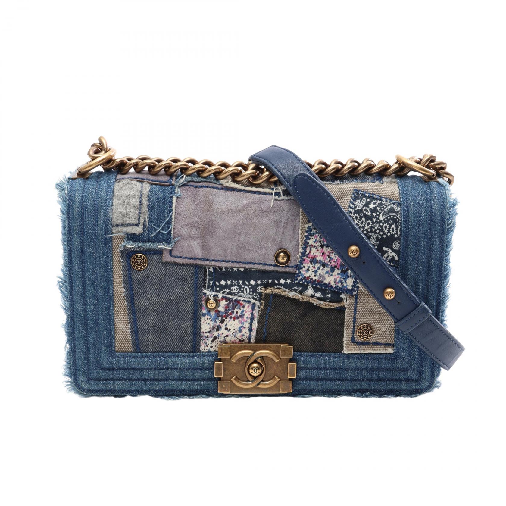 ≪5%OFFクーポン&まとめ買い10% ~7/26 9:59〆≫シャネル CHANEL ボーイシャネル パッチワーク ショルダーバッグ バッグ デニム レディース ブルー系 A67086 【中古】|BRANDOFF TOKYO