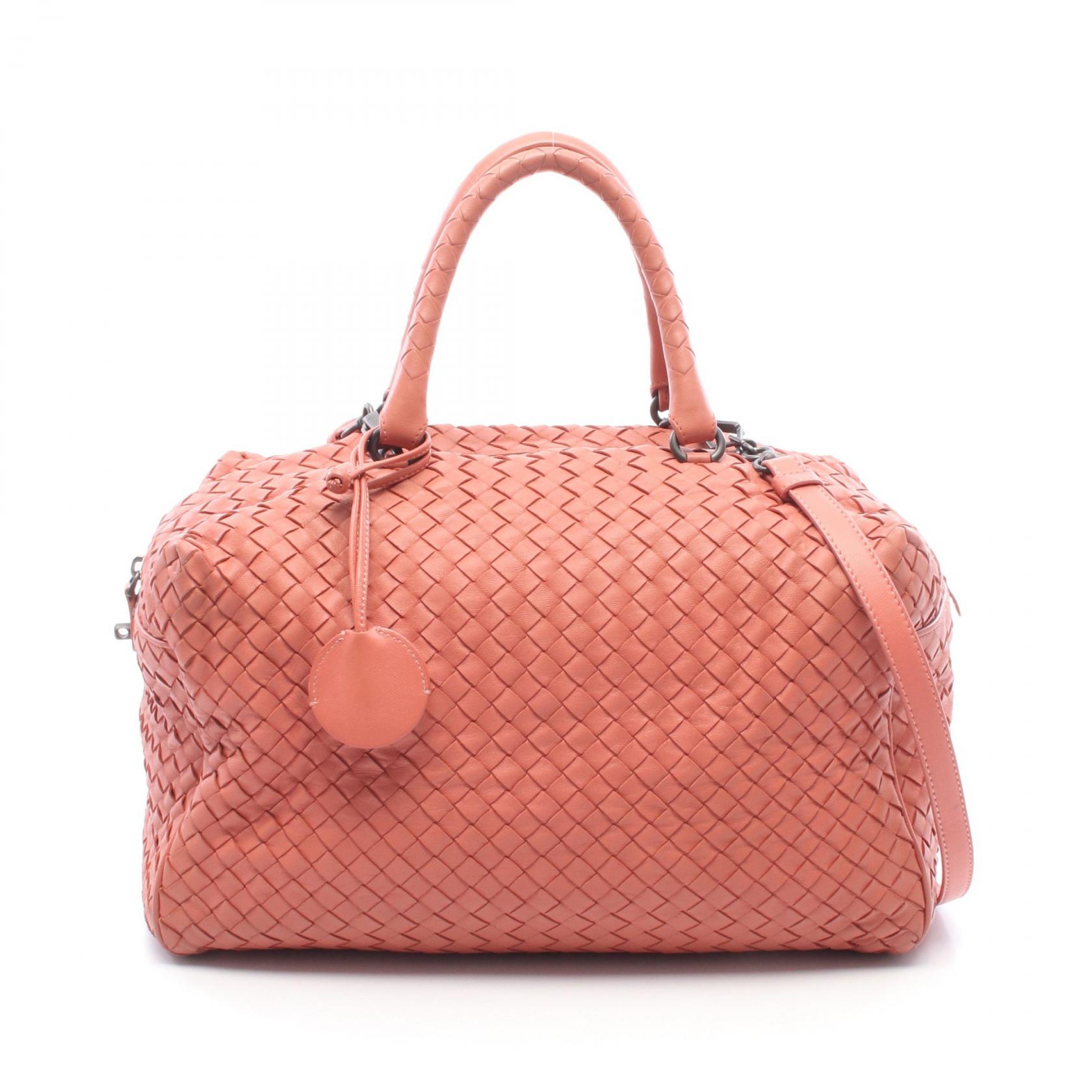 ≪5%OFFクーポン＆まとめ買い10% ～7/26 9:59〆≫ボッテガヴェネタ BOTTEGA VENETA イントレチャート 2WAY ハンドバッグ バッグ ラムスキン（羊革） レディース ピンク系 【中古】｜BRANDOFF TOKYO