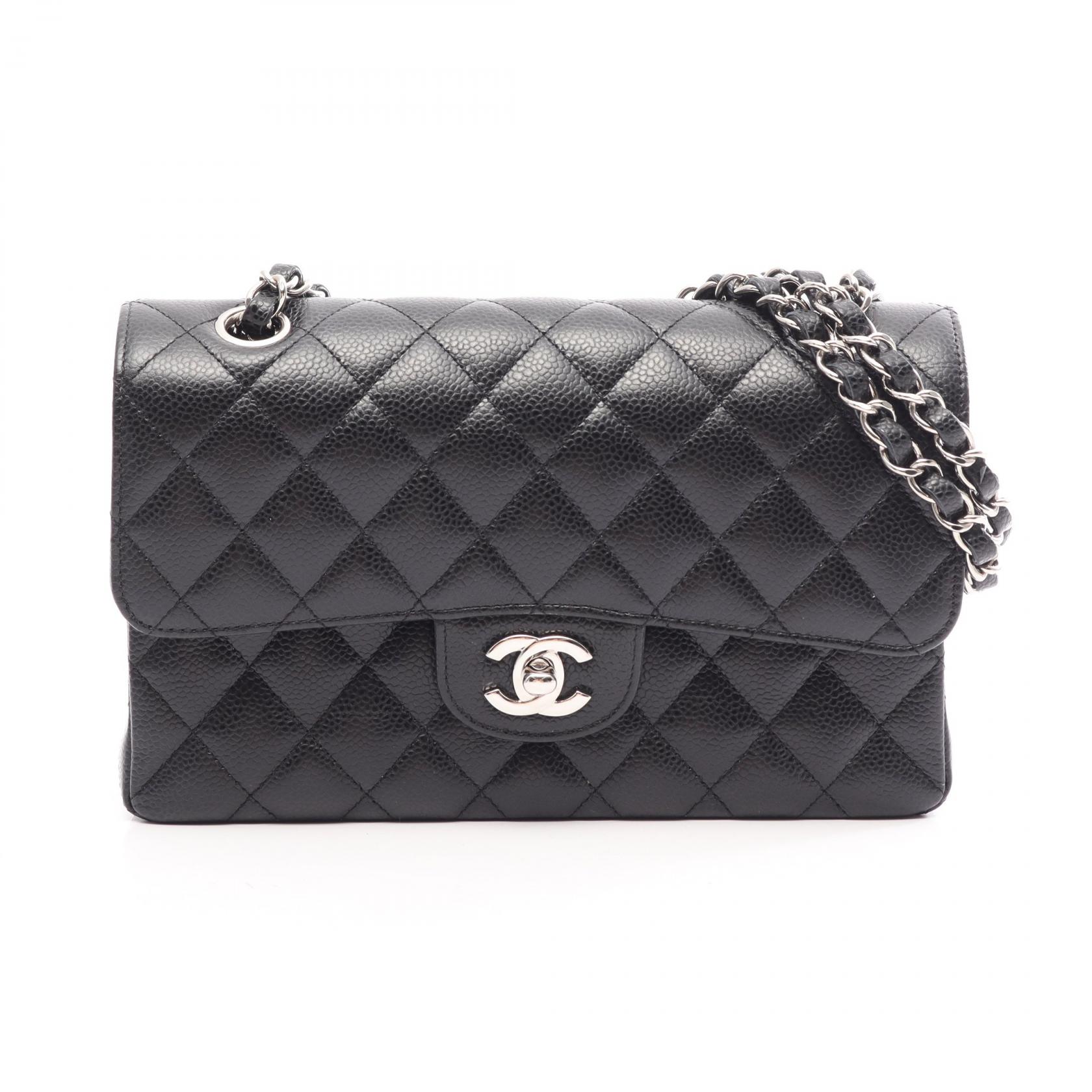 ≪5%OFFクーポン＆まとめ買い10% ～7/26 9:59〆≫シャネル CHANEL マトラッセ Wフラップ ショルダーバッグ バッグ キャビアスキン(グレインドカーフ) レディース ブラック系 【中古】｜BRANDOFF TOKYO