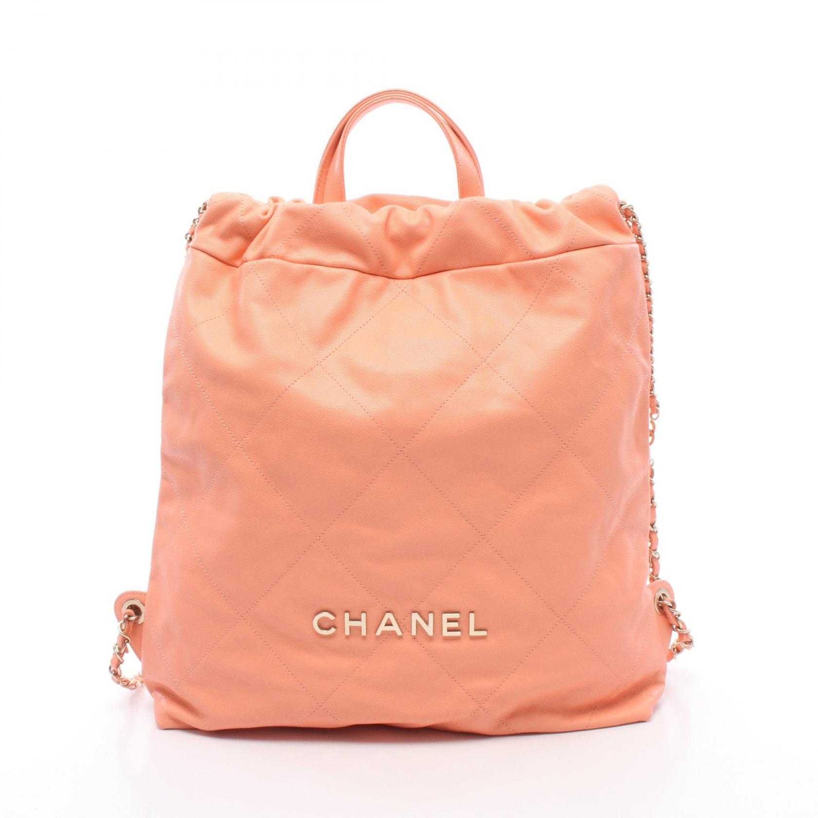 ≪5%OFFクーポン&まとめ買い10% ~7/26 9:59〆≫シャネル CHANEL シャネル 22 ラージ リュックサック バックパック バッグ レザー レディース ピンク系 AS3313 【中古】|BRANDOFF TOKYO