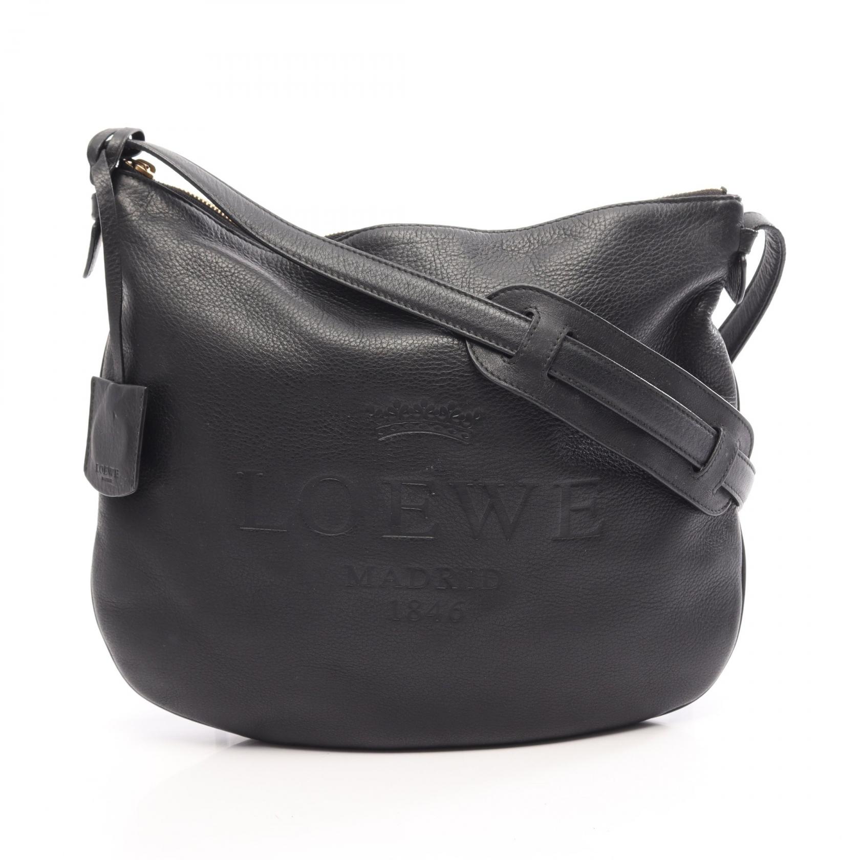 ロエベ LOEWE ヘリテージ ショルダーバッグ バッグ レザー レディース ブラック系 【中古】｜BRANDOFF TOKYO