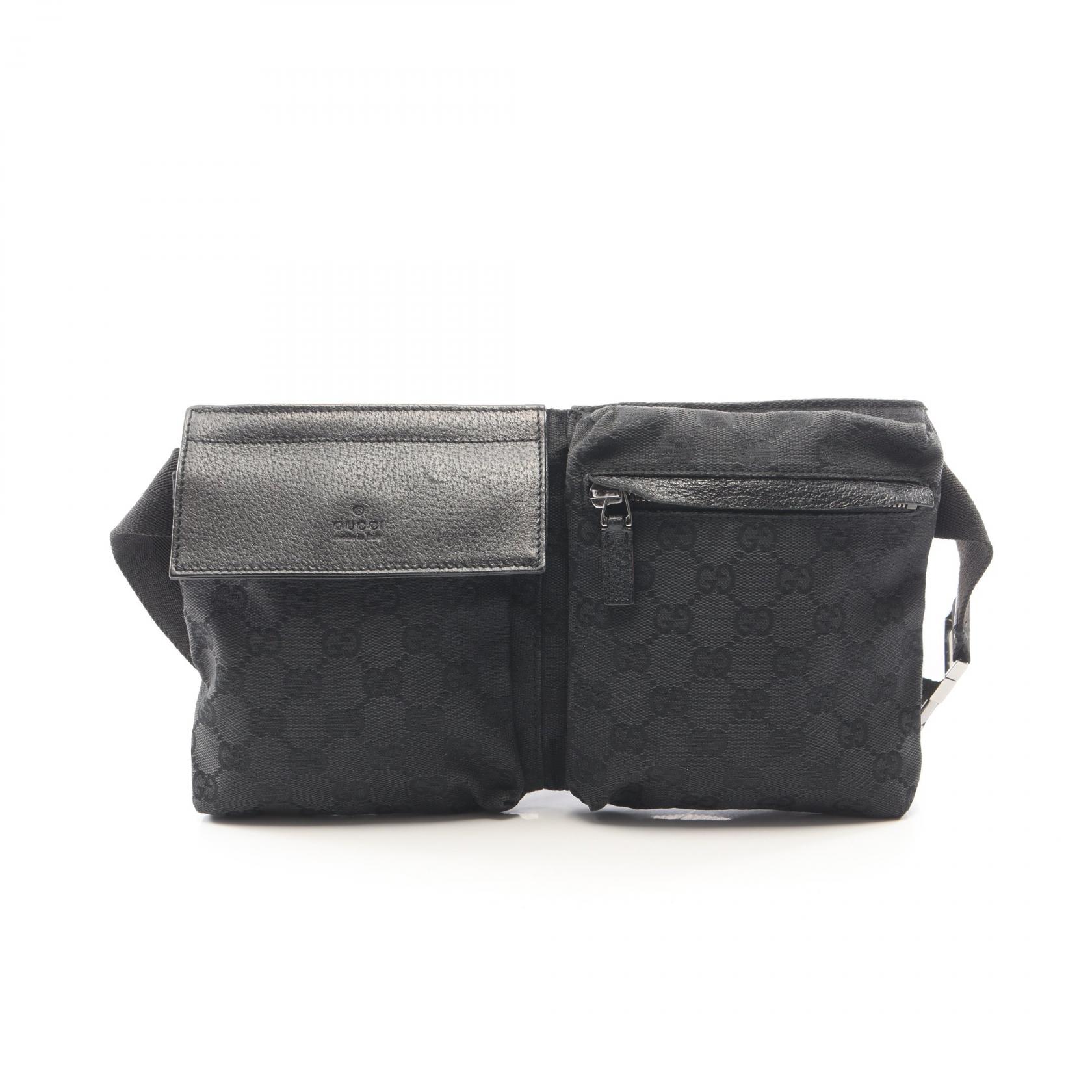 ≪5%OFFクーポン&まとめ買い10% ~7/26 9:59〆≫グッチ GUCCI GGキャンバス ウエストバッグ ボディバッグ バッグ キャンバス レザー メンズ レディース ブラック系 28566 【中古】|BRANDOFF TOKYO