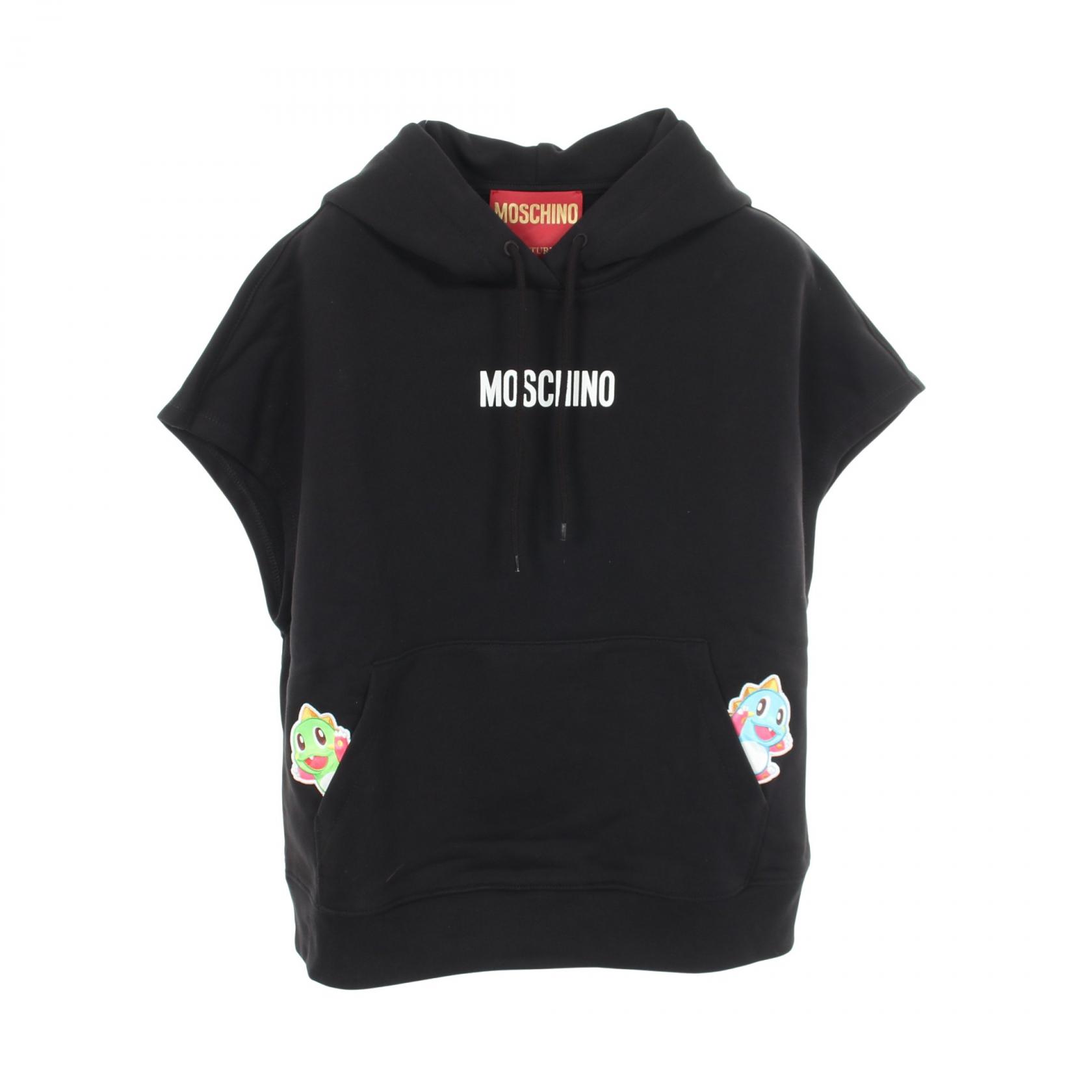 ≪5%OFFクーポン&まとめ買い10% ~7/26 9:59〆≫モスキーノ MOSCHINO MOSCHINO × Puzzle Bobble フレンチスリーブ パーカー 衣料品 トップス コットン レディース ブラック系 【中古】|BRANDOFF TOKYO