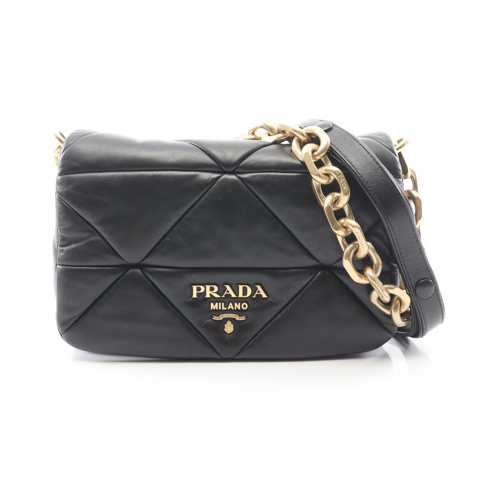 ≪5%OFFクーポン＆まとめ買い10% ～7/26 9:59〆≫プラダ PRADA パデット 2WAY ショルダーバッグ バッグ レザー レディース ブラック系 【中古】｜BRANDOFF TOKYO