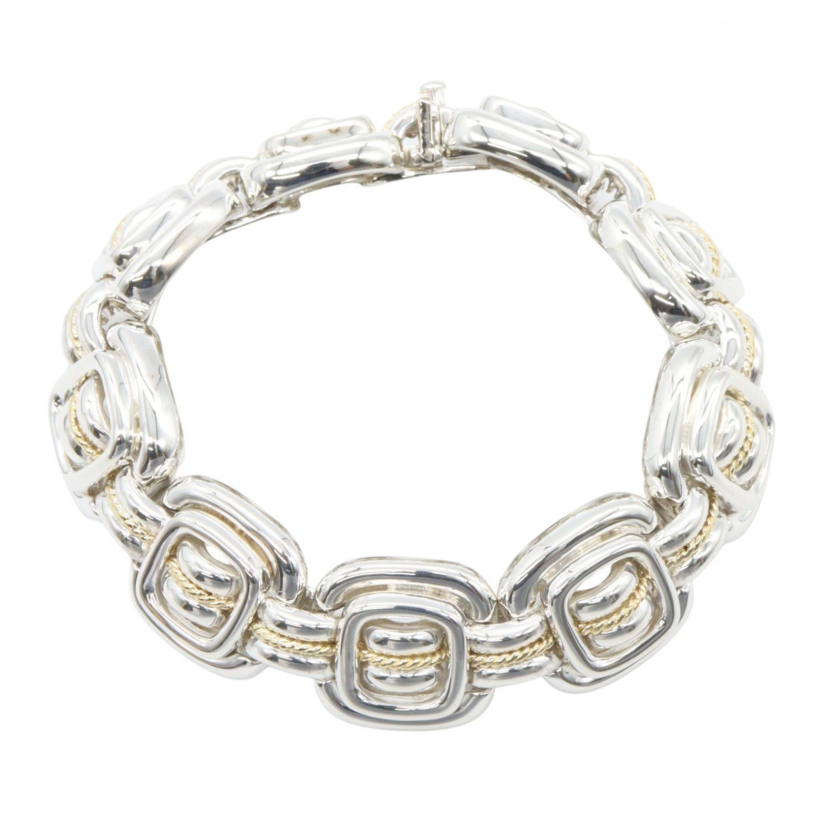 ≪5%OFFクーポン＆まとめ買い10% ～7/26 9:59〆≫ティファニー TIFFANY＆CO シグネチャー ブレスレット ブレスレット アクセサリー シルバー925 K18（イエローゴールド） メンズ レディース ゴールド系 / シルバー系 【中古】｜BRANDOFF TOKYO