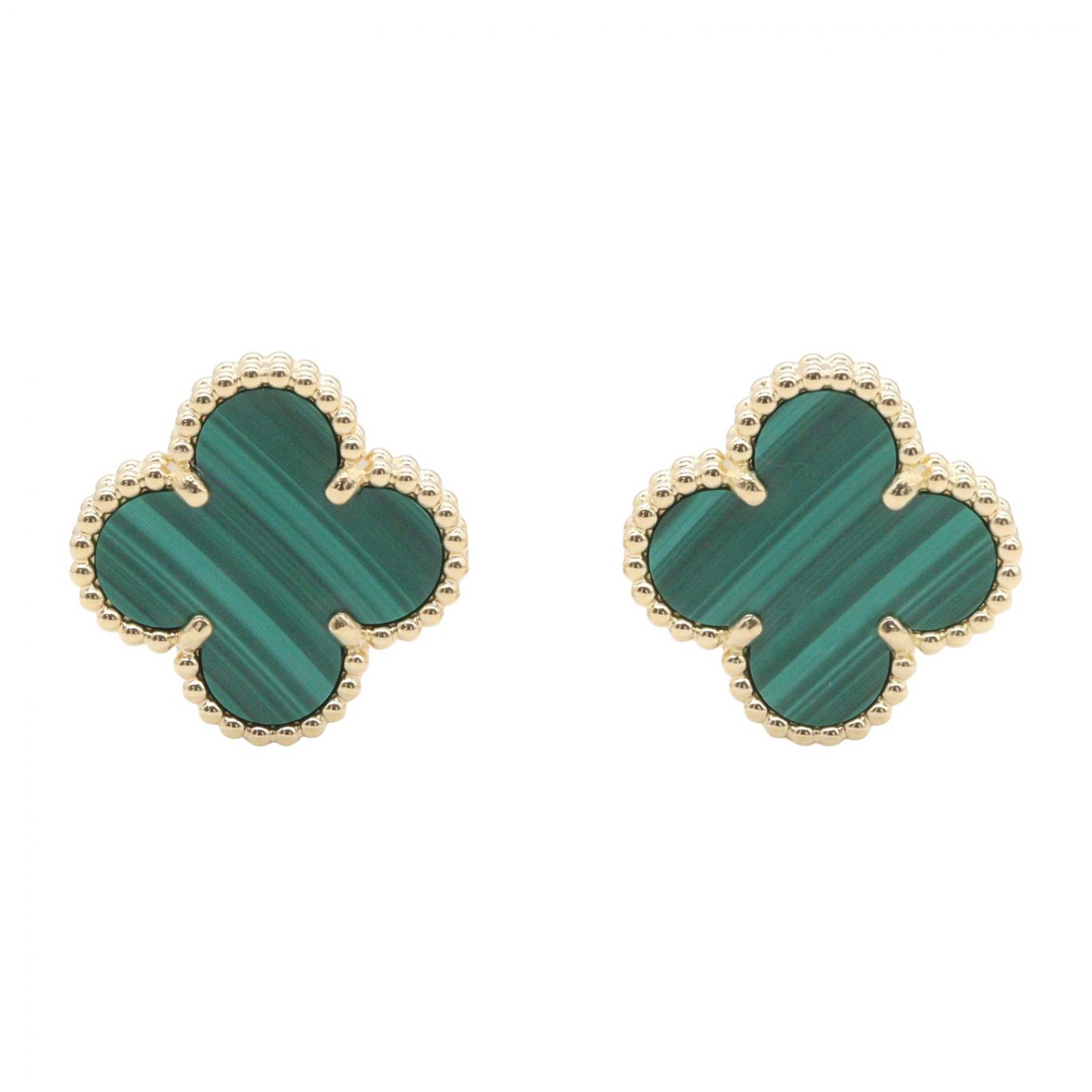 ヴァンクリーフ＆アーペル Van Cleef & Arpels ヴィンテージアルハンブラ マラカイト ピアス ピアス ジュエリー K18（イエローゴールド） マラカイト レディース ゴールド系 / グリーン系 VCARO3QL00 【中古】｜BRANDOFF TOKYO