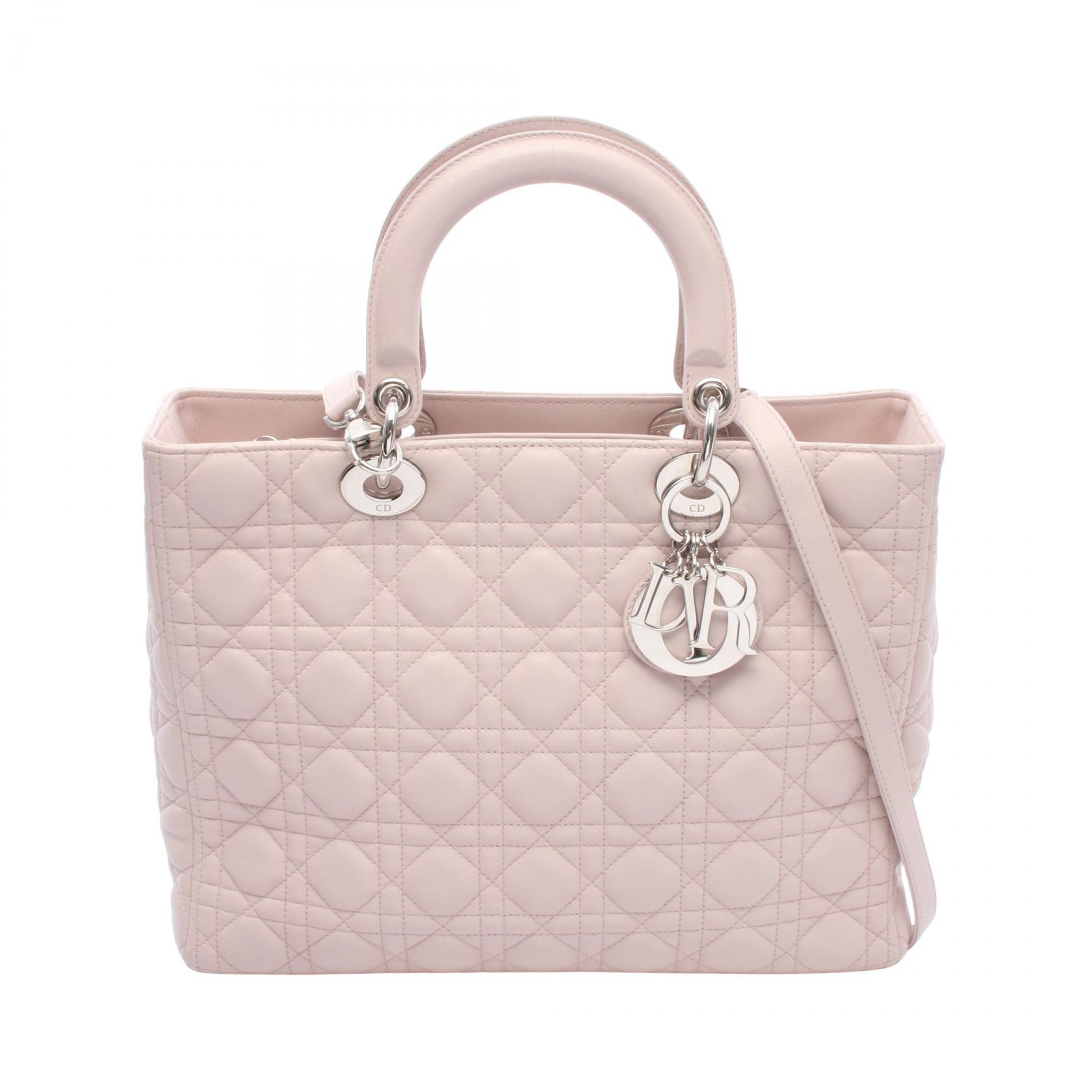 ディオール Dior レディディオール ラージ カナージュ 2WAY ハンドバッグ バッグ レザー レディース ピンク系 【中古】｜BRANDOFF TOKYO