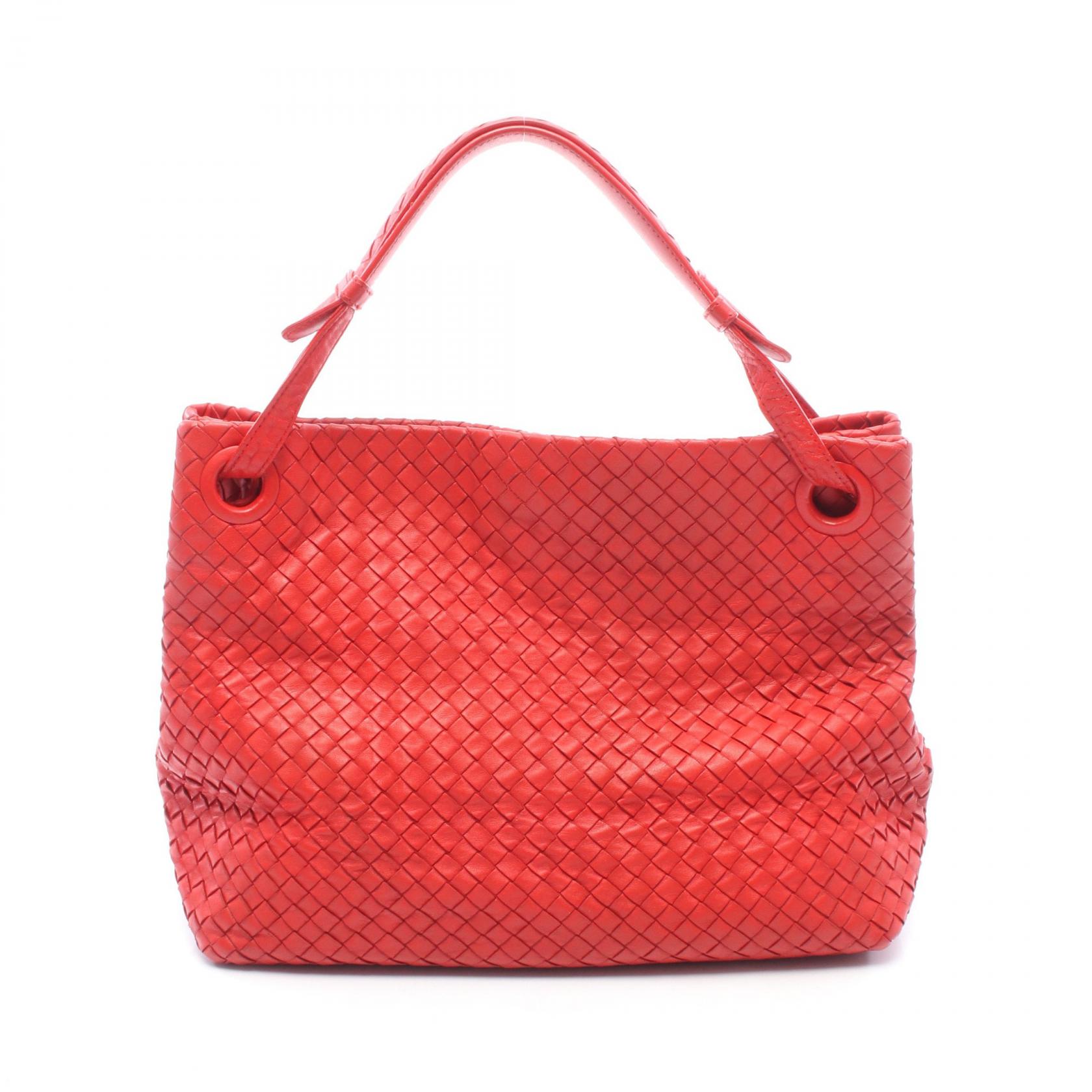 ≪5%OFFクーポン&まとめ買い10% ~7/26 9:59〆≫ボッテガヴェネタ BOTTEGA VENETA イントレチャート トートバッグ バッグ レザー レディース レッド系 【中古】|BRANDOFF TOKYO