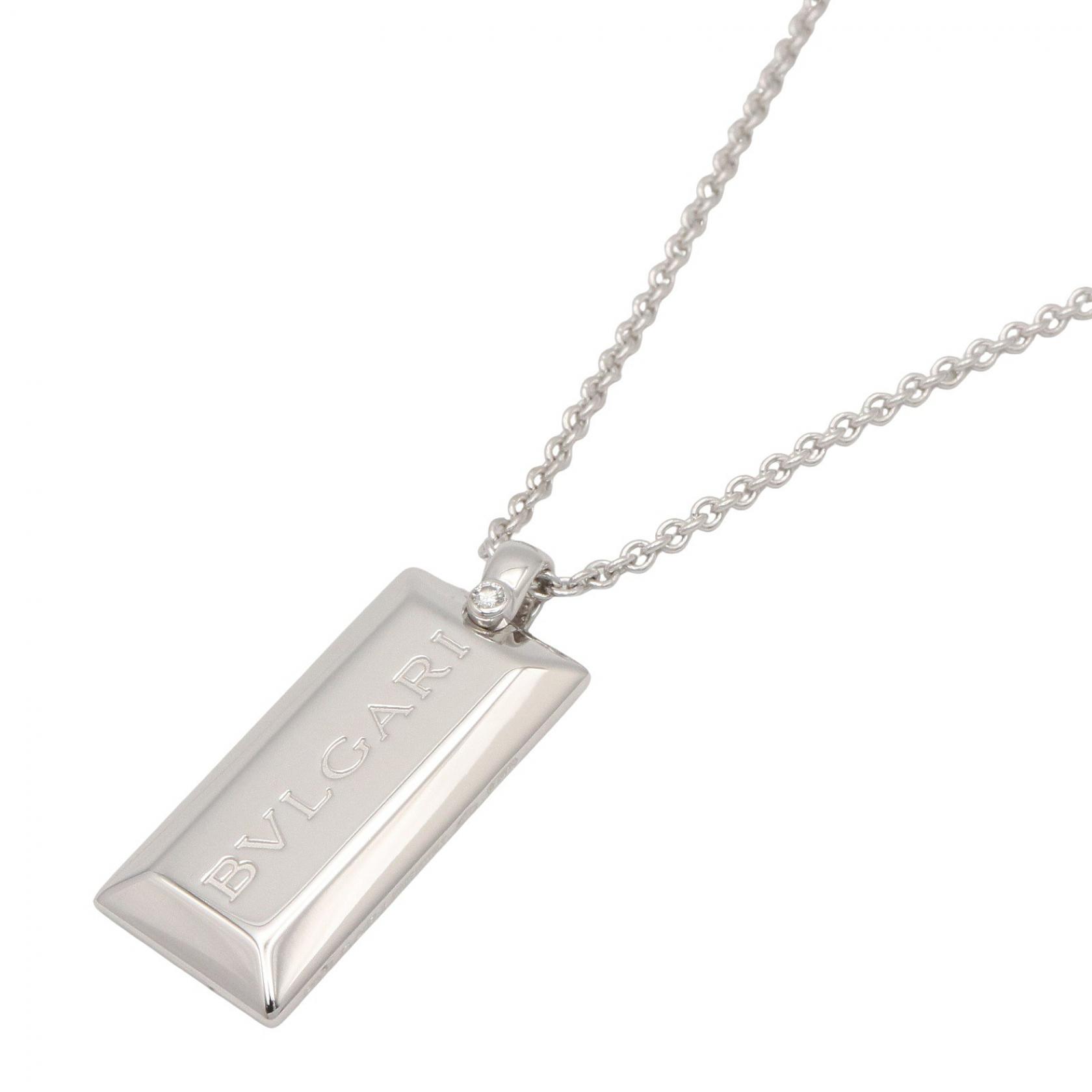 ≪5%OFFクーポン&まとめ買い10% ~7/26 9:59〆≫ブルガリ BVLGARI インゴット 1Pダイヤ ネックレス ネックレス ジュエリー K18WG(ホワイトゴールド) ダイヤモンド レディース クリア系 / シルバー系 【中古】|BRANDOFF TOKYO