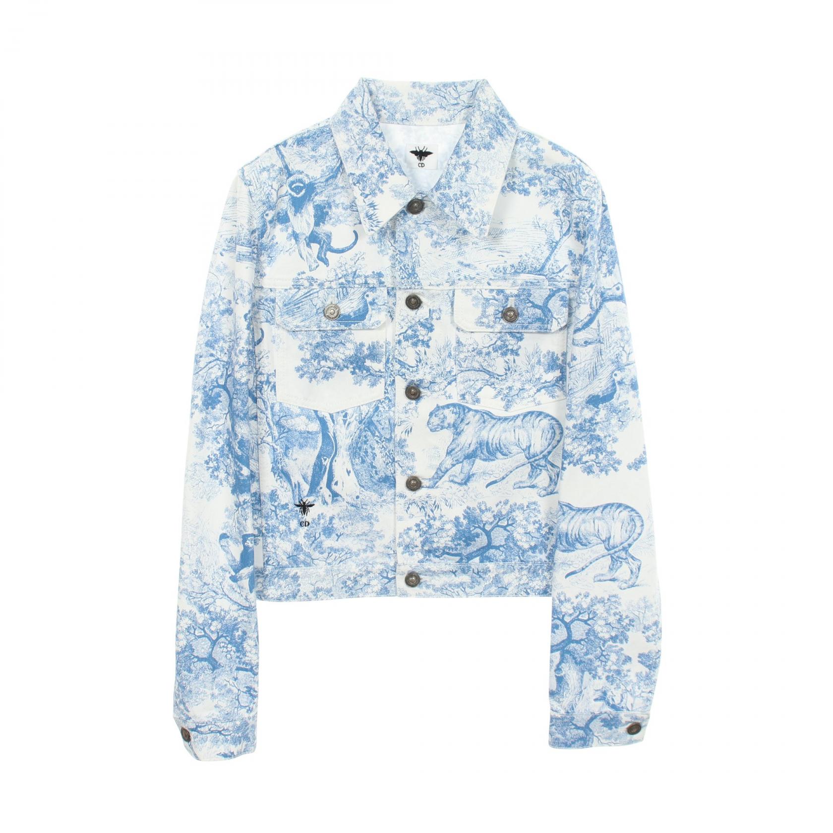 ≪5%OFFクーポン&まとめ買い10% ~7/26 9:59〆≫ディオール Dior トワル ドゥ ジュイ デニムジャケット 衣料品 アウター コットン レディース ホワイト系 / ブルー系 【中古】|BRANDOFF TOKYO