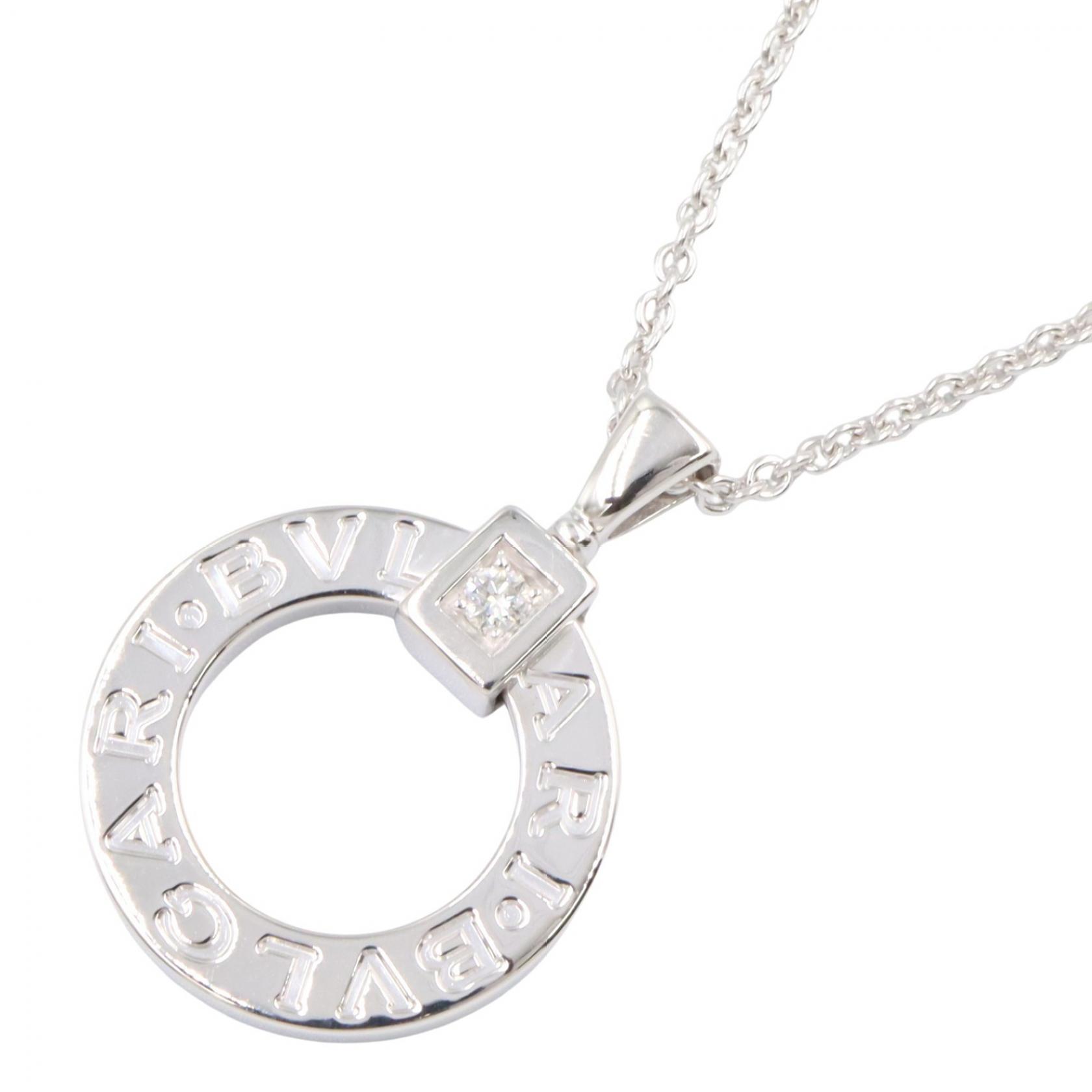 ≪5%OFFクーポン＆まとめ買い10% ～7/26 9:59〆≫ブルガリ BVLGARI ブルガリブルガリ 1PD ネックレス ネックレス ジュエリー K18WG（ホワイトゴールド） ダイヤモンド レディース シルバー系 / クリア系 【中古】｜BRANDOFF TOKYO
