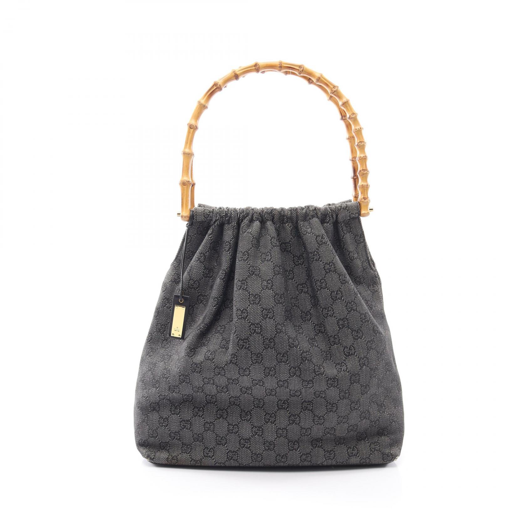 グッチ GUCCI バンブー GG柄 ショルダーバッグ バッグ キャンバス レザー レディース ネイビー系 92709 【中古】｜BRANDOFF TOKYO