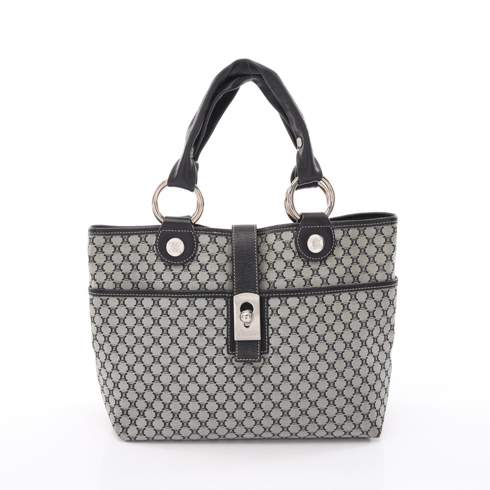 セリーヌ CELINE マカダム トートバッグ バッグ キャンバス レザー レディース グレー系 / ブラック系 【中古】｜BRANDOFF TOKYO