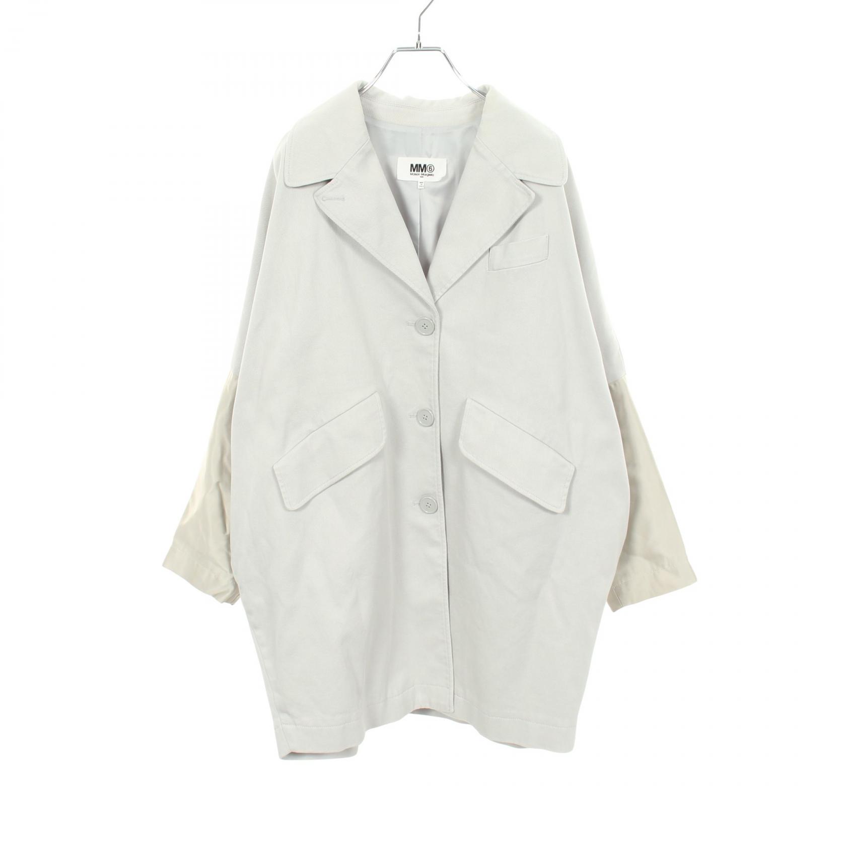 ≪5%OFFクーポン＆まとめ買い10% ～7/26 9:59〆≫エムエムシックス MM6 切替 ジャケット 衣料品 アウター コットン レディース ブルー系 【中古】｜BRANDOFF TOKYO