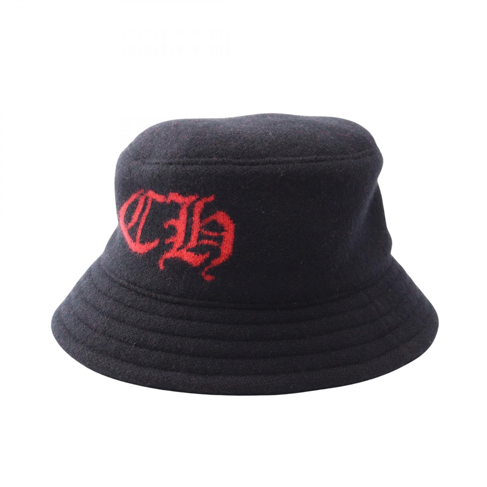 ≪5%OFFクーポン＆まとめ買い10% ～7/26 9:59〆≫クロムハーツ CHROME HEARTS CHロゴ バケットハット 帽子 カシミヤ メンズ ブラック系 / レッド系 【中古】｜BRANDOFF TOKYO
