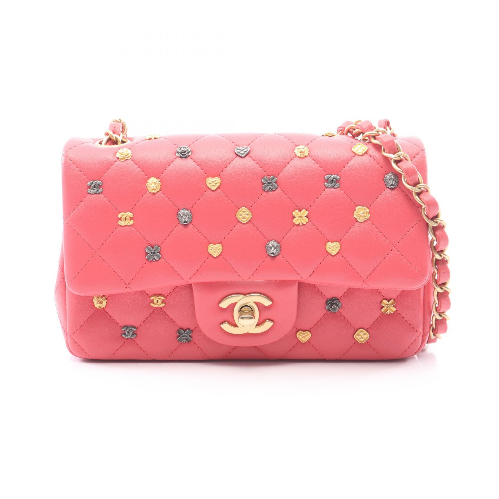 ≪5%OFFクーポン&まとめ買い10% ~7/26 9:59〆≫シャネル CHANEL ミニマトラッセ20 アイコンチャーム ショルダーバッグ バッグ ラムスキン(羊革) レディース ピンク系 A69900 【中古】|BRANDOFF TOKYO