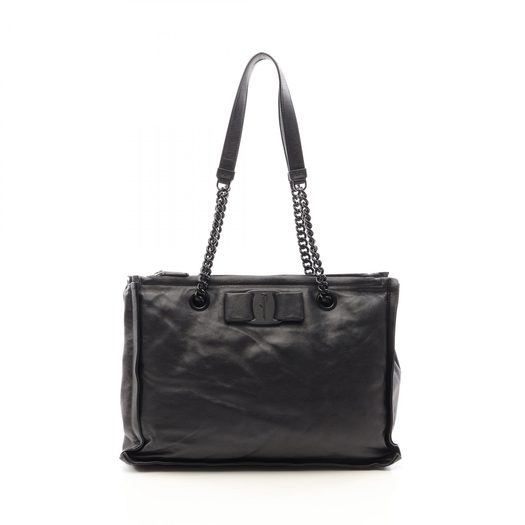 サルヴァトーレフェラガモ Salvatore Ferragamo ヴァラリボン ショルダーバッグ バッグ レザー レディース ブラック系 【中古】｜BRANDOFF TOKYO