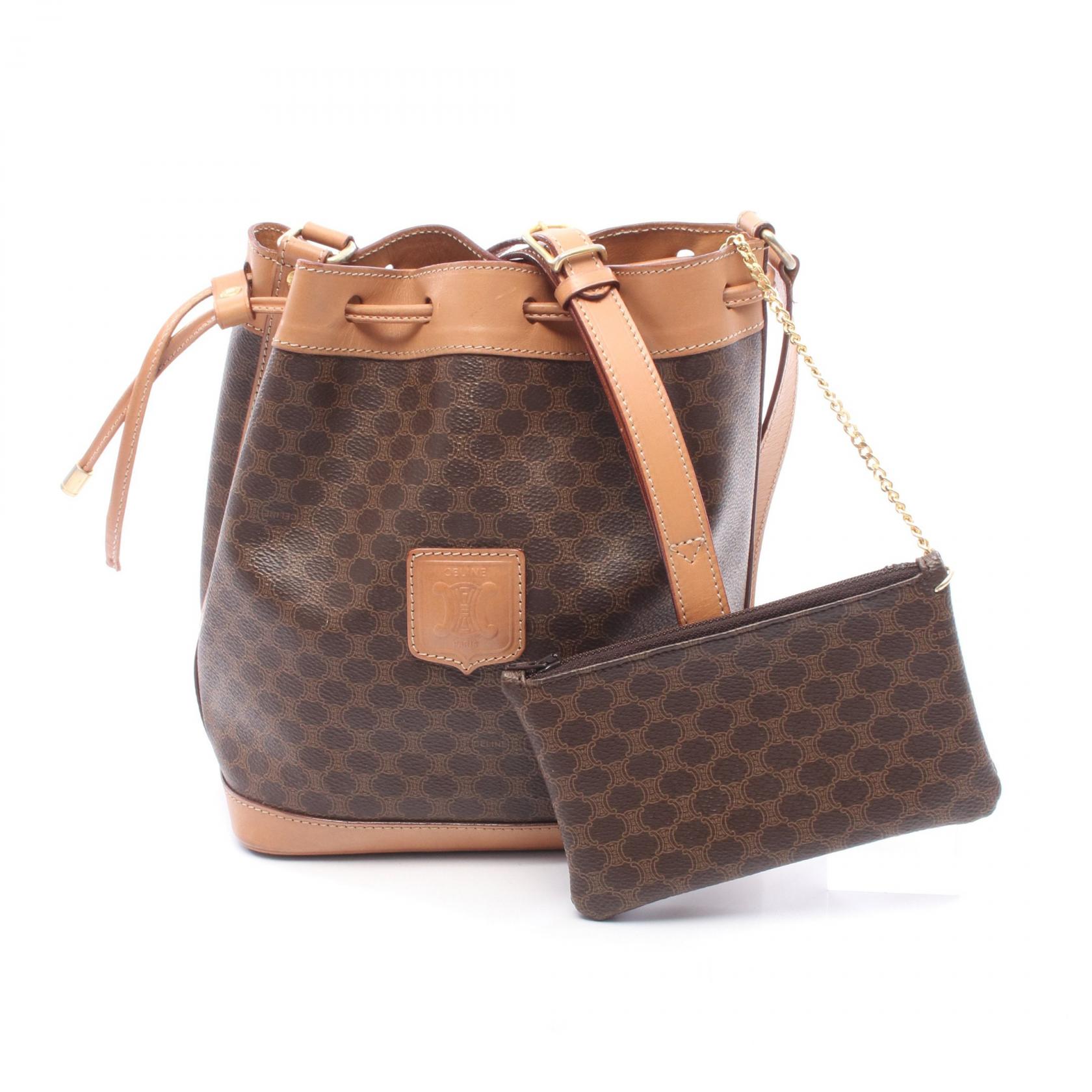セリーヌ CELINE マカダム ショルダーバッグ バッグ PVCコーティングキャンバス レザー レディース ブラウン系 【中古】｜BRANDOFF TOKYO
