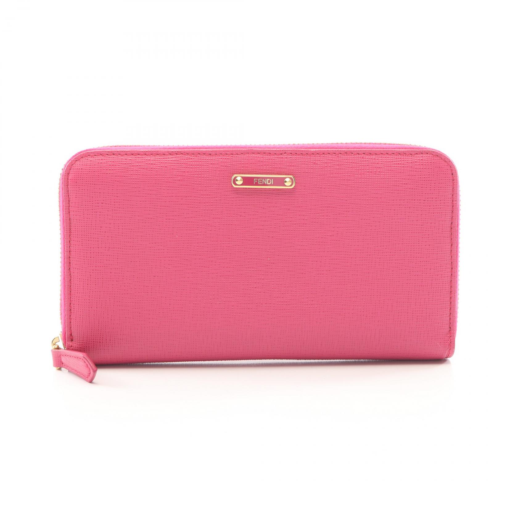 ≪5%OFFクーポン＆まとめ買い10% ～7/26 9:59〆≫フェンディ FENDI バイザウェイ ラウンド長財布 財布 レザー レディース ピンク系 【中古】｜BRANDOFF TOKYO