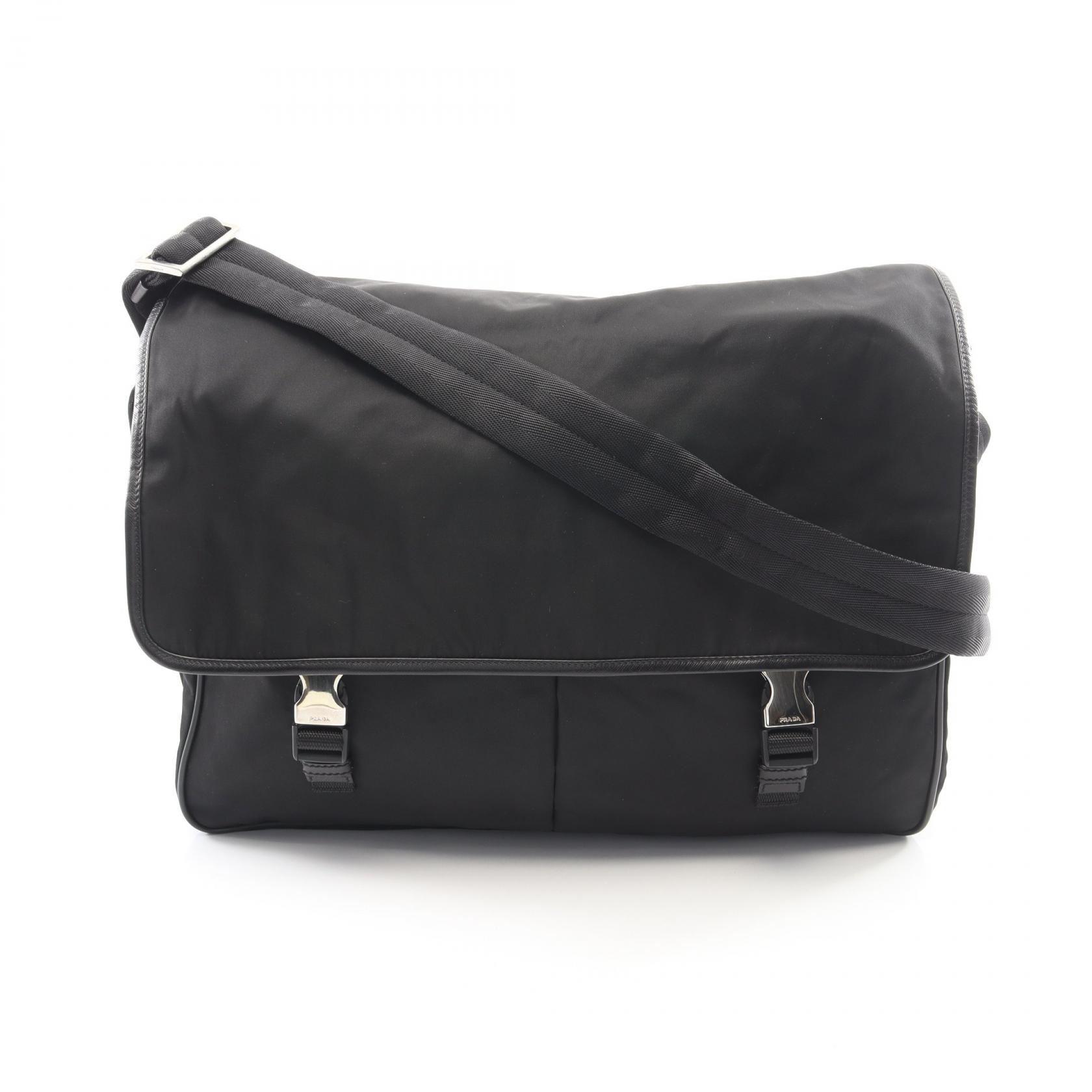 ≪5%OFFクーポン&まとめ買い10% ~7/26 9:59〆≫プラダ PRADA ショルダーバッグ バッグ ナイロン メンズ ブラック系 【中古】|BRANDOFF TOKYO