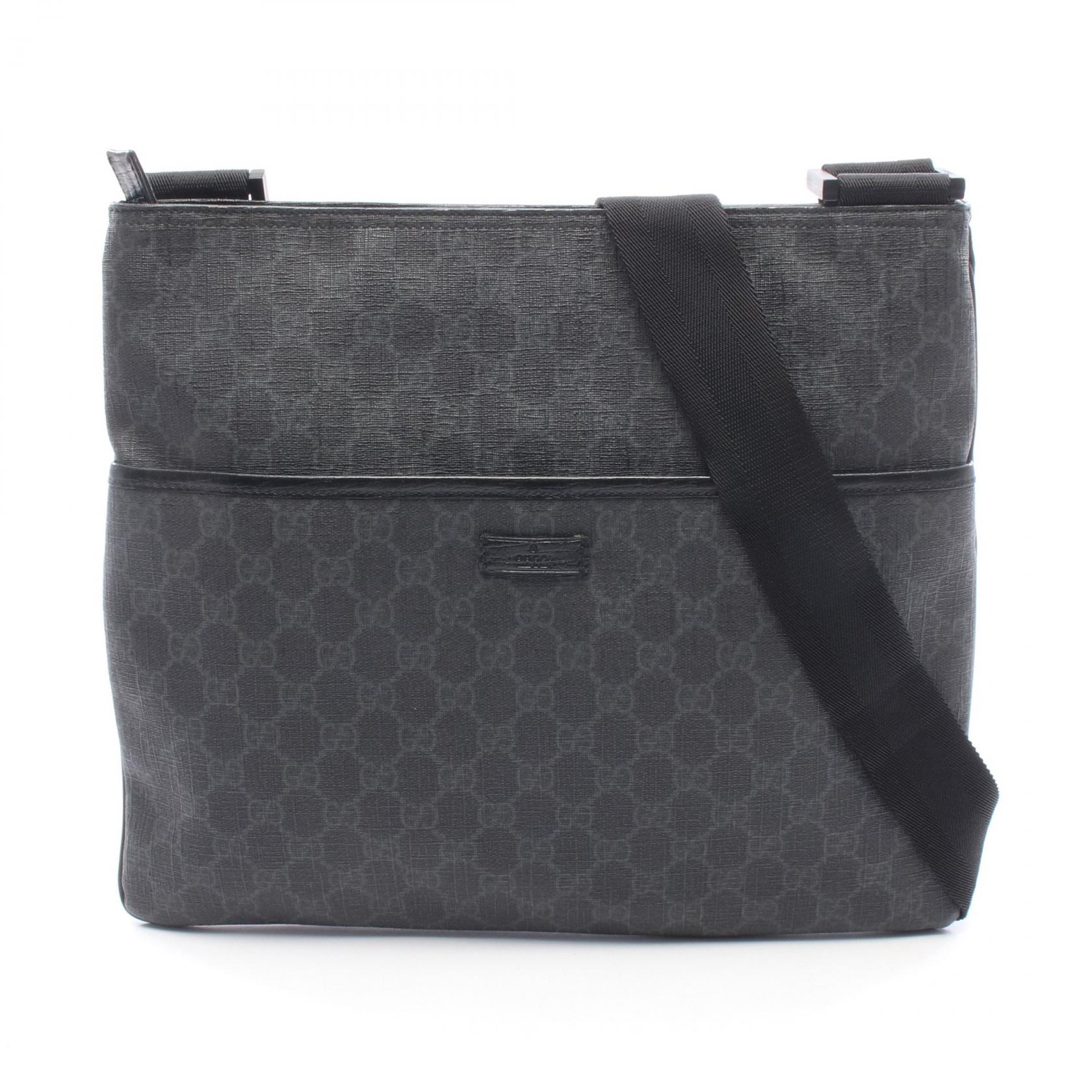 ≪5%OFFクーポン&まとめ買い10% ~7/26 9:59〆≫グッチ GUCCI GGスプリーム ショルダーバッグ バッグ PVCコーティングキャンバス レザー メンズ レディース ブラック系 / グレー系 162904 【中古】|BRANDOFF TOKYO