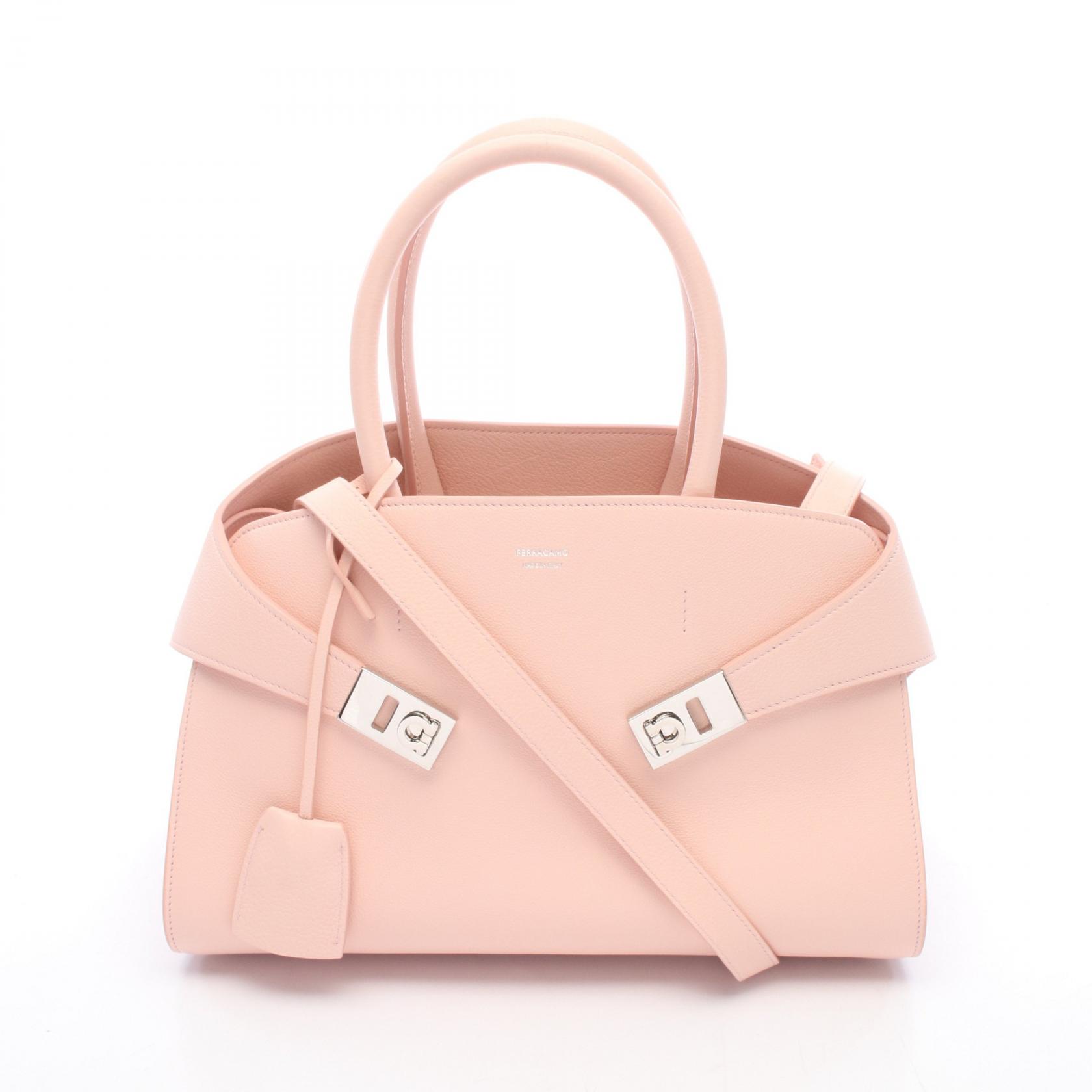 ≪5%OFFクーポン＆まとめ買い10% ～7/26 9:59〆≫サルヴァトーレフェラガモ Salvatore Ferragamo HUG ハグ スモール 2WAY ハンドバッグ バッグ レザー レディース ピンク系 215608 【中古】｜BRANDOFF TOKYO