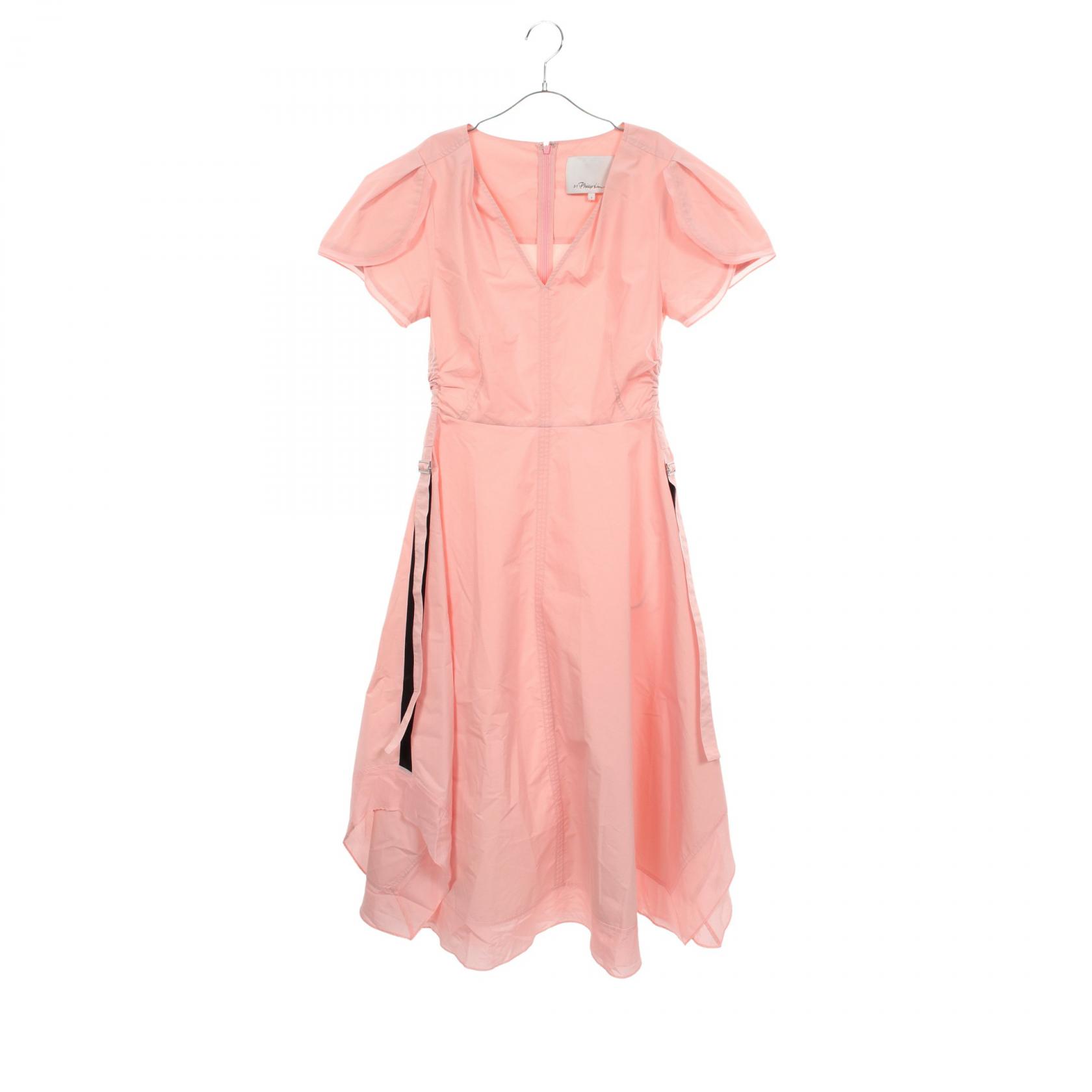 ≪5%OFFクーポン&まとめ買い10% ~7/26 9:59〆≫3.1フィリップリム 3.1 Phillip Lim Tulip Sleeve V-Neck Dress ワンピース 衣料品 トップス コットン ポリエステル レディース ピンク系 【中古】|BRANDOFF TOKYO