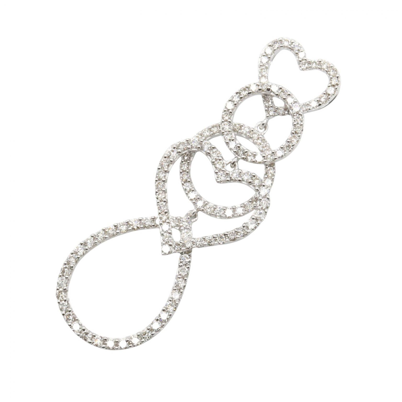 ジュエリー JEWELRY ダイヤハート トップ ペンダントトップ ジュエリー K18WG（ホワイトゴールド） ダイヤモンド レディース シルバー系 / クリア系 ﾀﾞｲﾔ 4.7g 【中古】｜BRANDOFF TOKYO