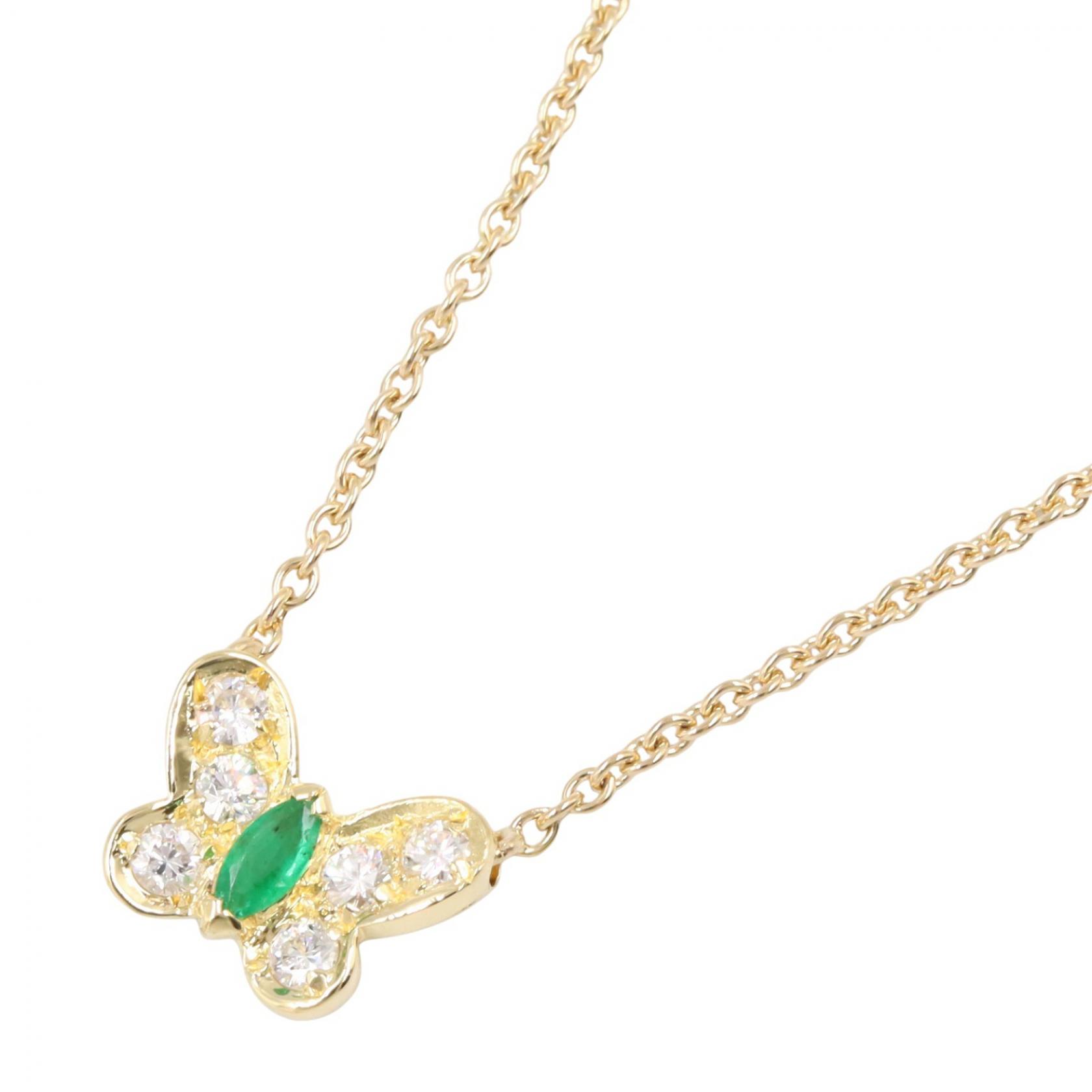 ≪5%OFFクーポン＆まとめ買い10% ～7/26 9:59〆≫ヴァンクリーフ＆アーペル Van Cleef & Arpels パピヨン エメラルド ダイヤ ネックレス ネックレス ジュエリー K18（イエローゴールド） ダイヤモンド エメラルド レディース ゴールド系 / クリア系 / グリーン系 【中古】｜BRANDOFF TOKYO 265,500円