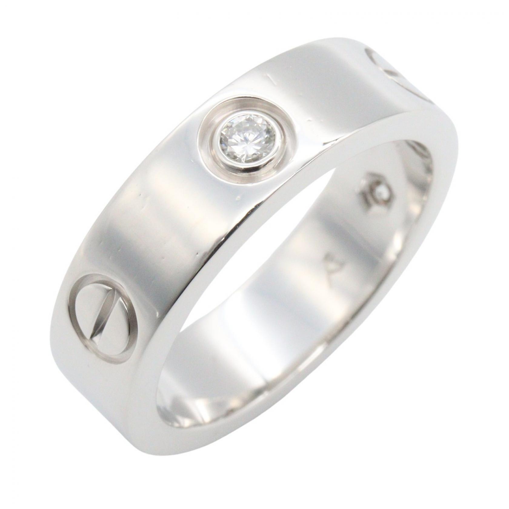 ≪5%OFFクーポン＆まとめ買い10% ～7/26 9:59〆≫カルティエ CARTIER ラブリング 3PD リング・指輪 ジュエリー K18WG（ホワイトゴールド） ダイヤモンド レディース シルバー系 / クリア系 B4032500 【中古】｜BRANDOFF TOKYO