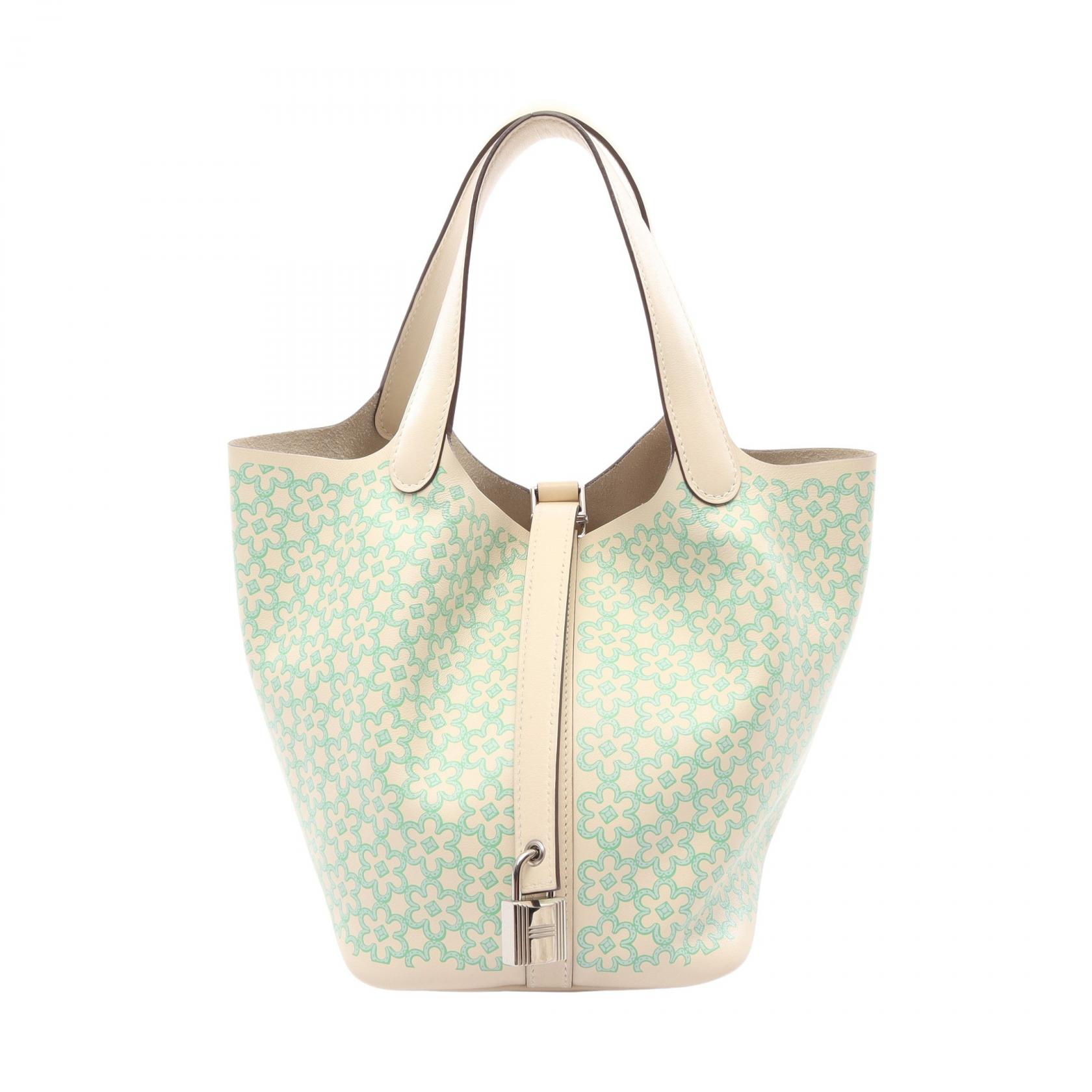 ≪5%OFFクーポン&まとめ買い10% ~7/26 9:59〆≫エルメス HERMES ピコタンロックPM ラッキーデイジー ハンドバッグ バッグ レザー ヴォースイフト ヴォースイフト レディース アイボリー系 / グリーン系 / ブルー系/ヴェール 【中古】|BRANDOFF TOKYO