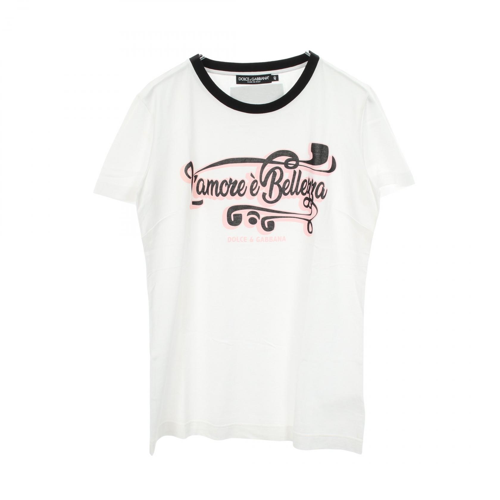 ≪5%OFFクーポン＆まとめ買い10% ～7/26 9:59〆≫ドルチェアンドガッバーナ DOLCE & GABBANA プリント 半袖Tシャツ 衣料品 トップス コットン レディース ホワイト系 / ブラック系 / ピンク系 F8H32T 【中古】｜BRANDOFF TOKYO